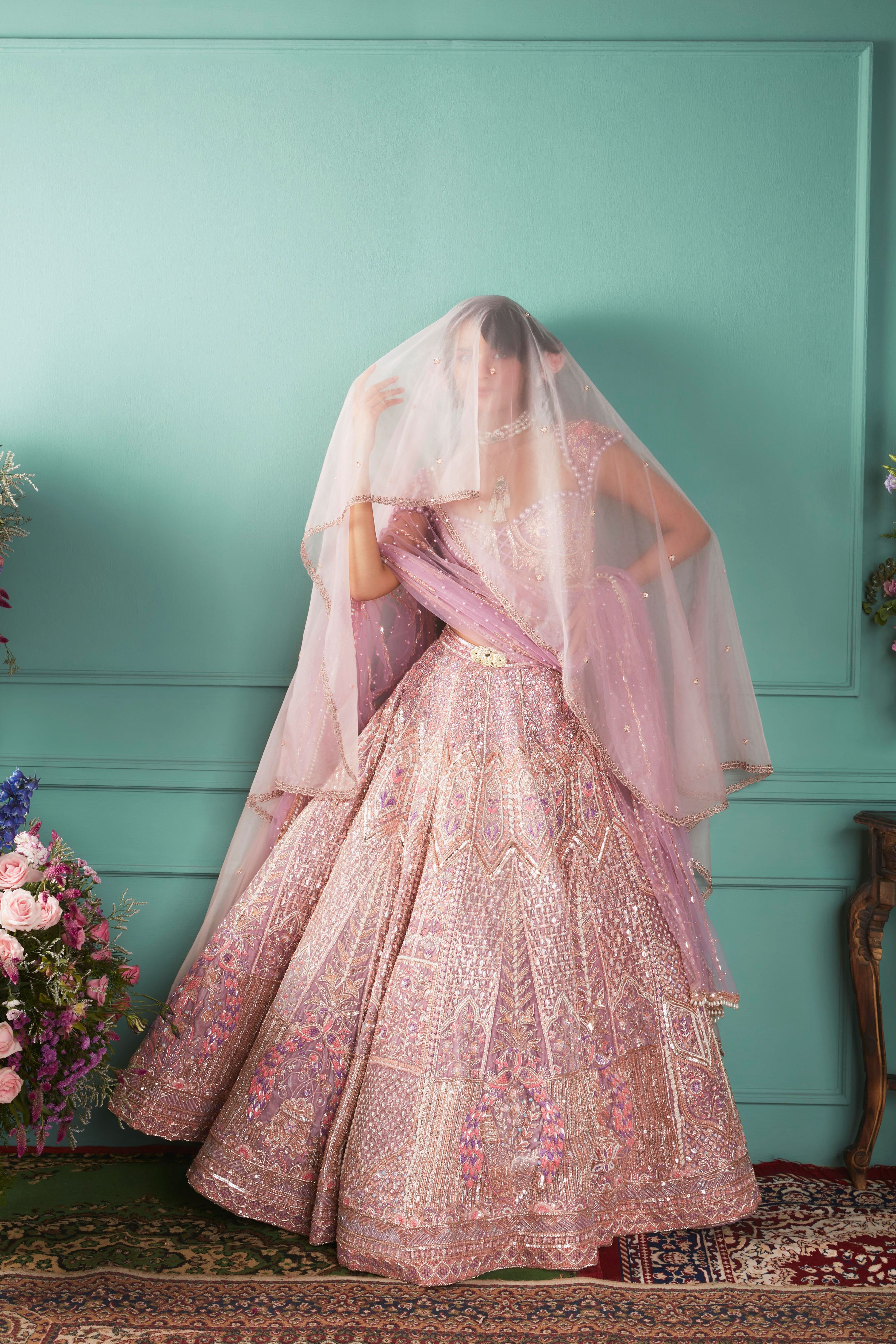 LILAC LEHENGA WITH SEVEN VOWS ELEMENTS