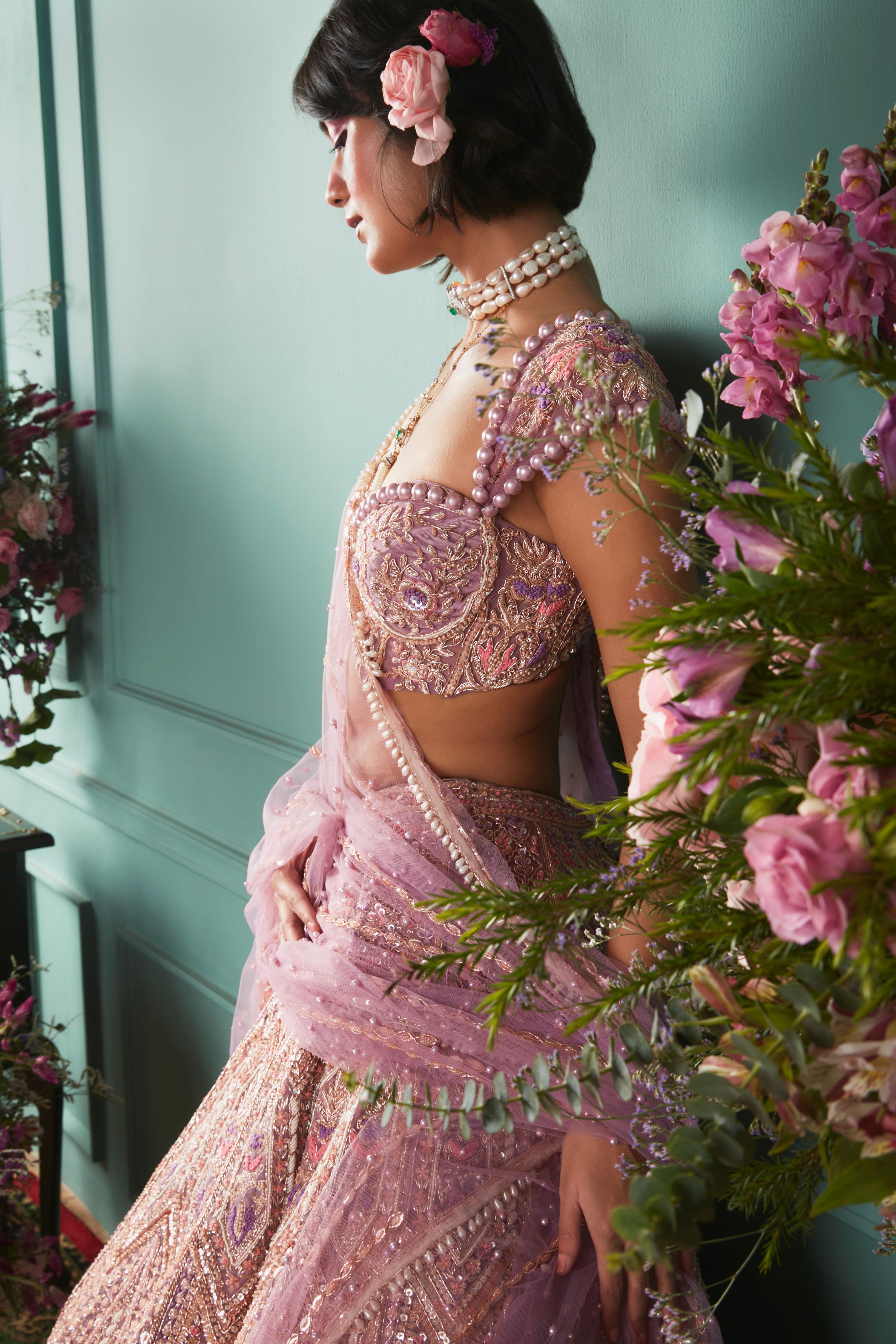 LILAC LEHENGA WITH SEVEN VOWS ELEMENTS