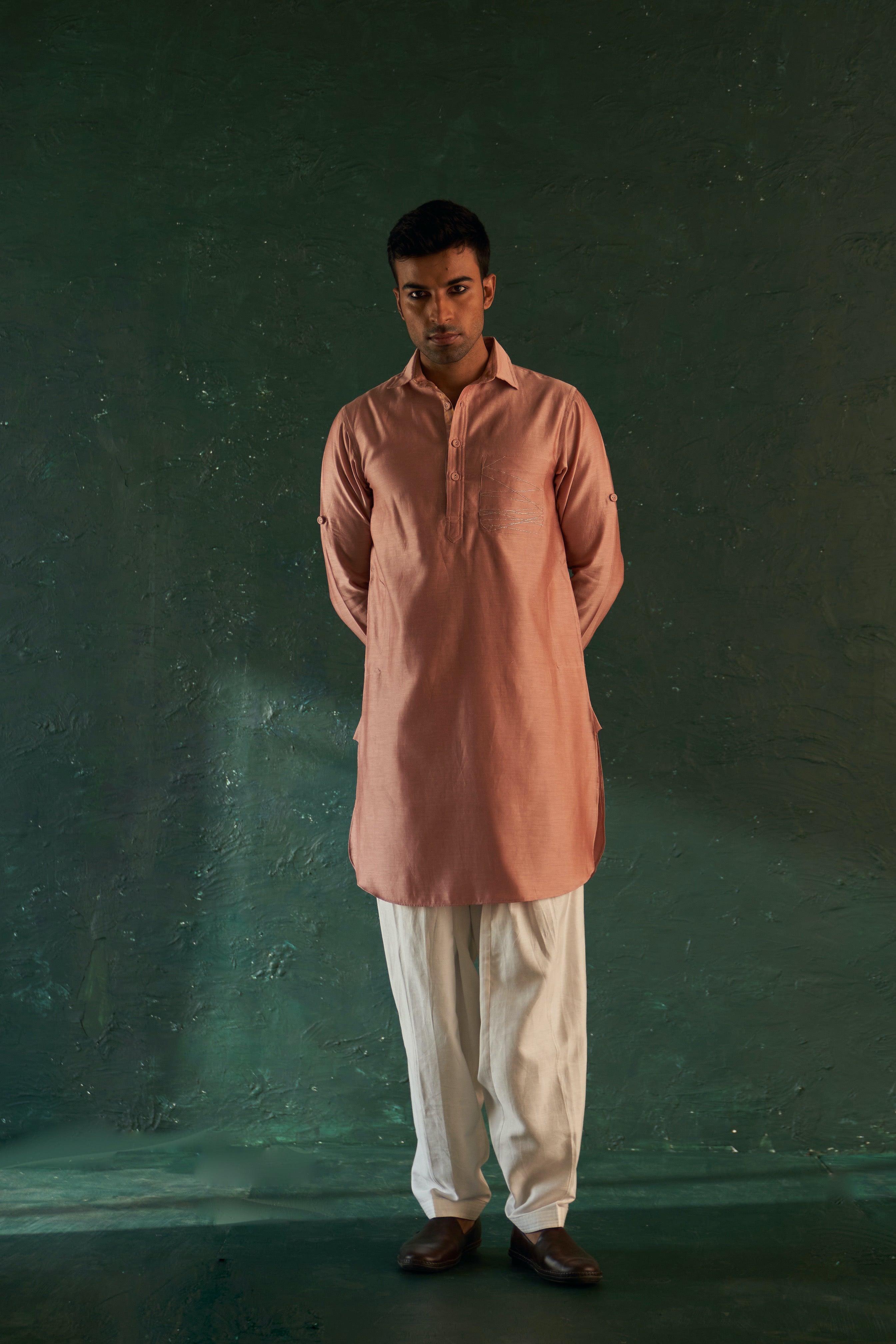 MIDAS OLD ROSE PATHANI KURTA WITH SALWAR