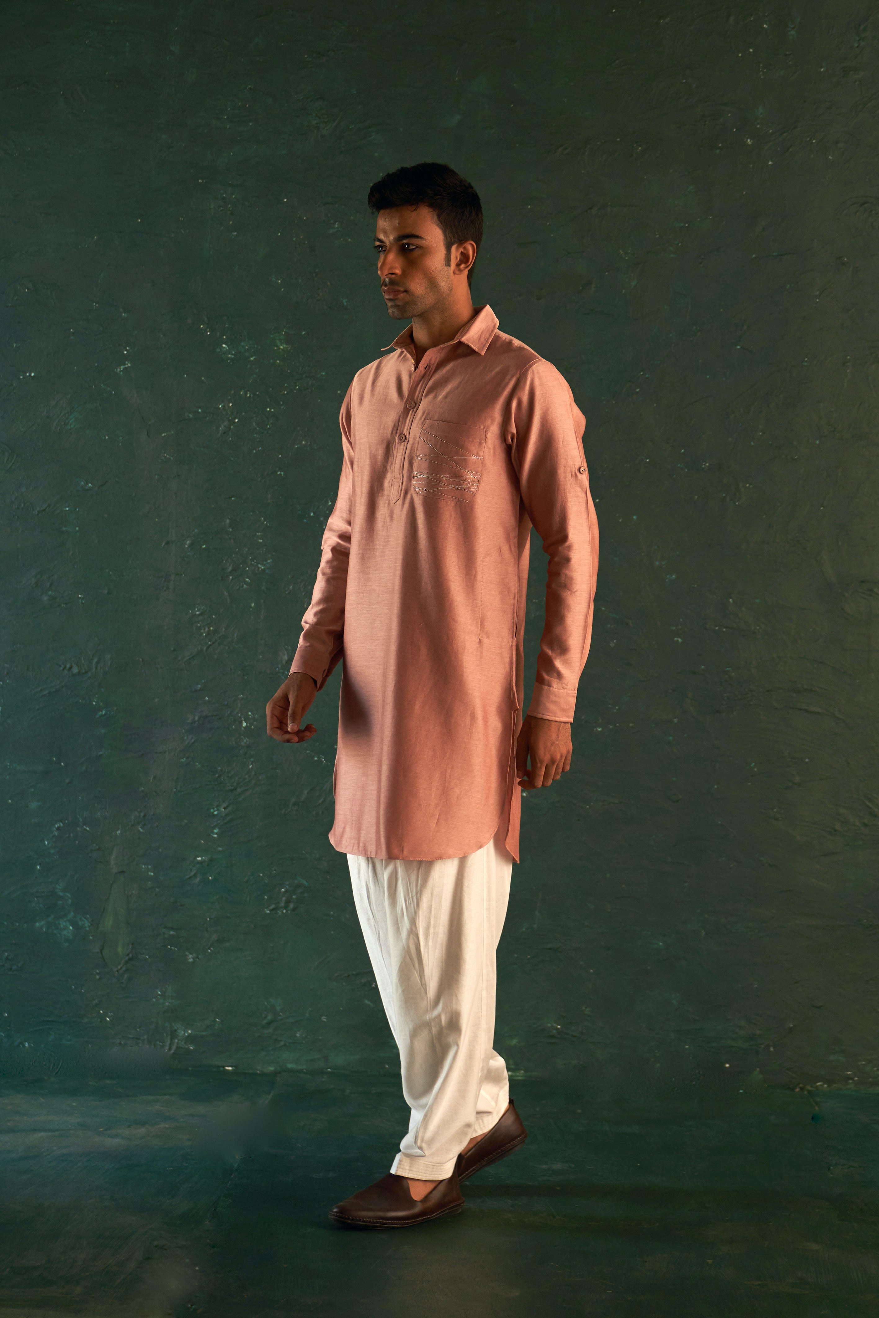 MIDAS OLD ROSE PATHANI KURTA WITH SALWAR