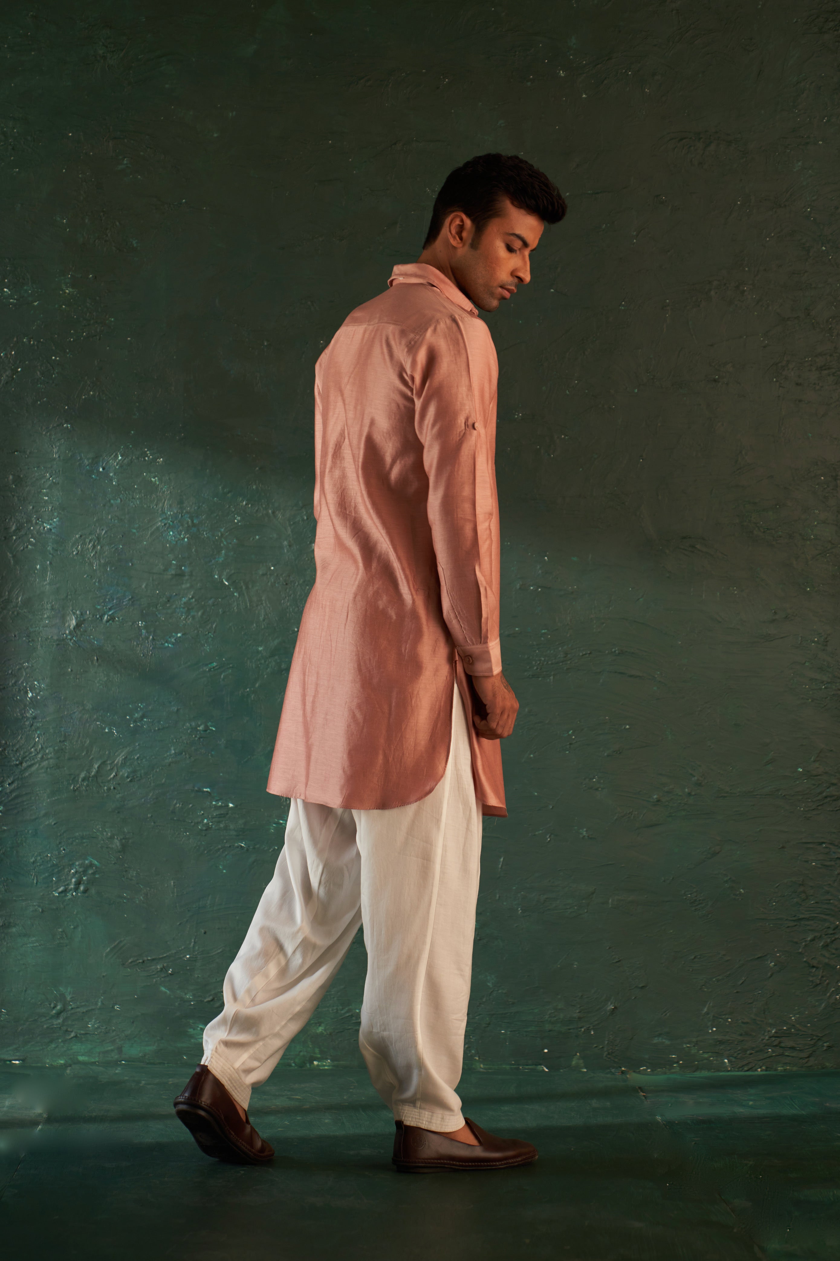 MIDAS OLD ROSE PATHANI KURTA WITH SALWAR