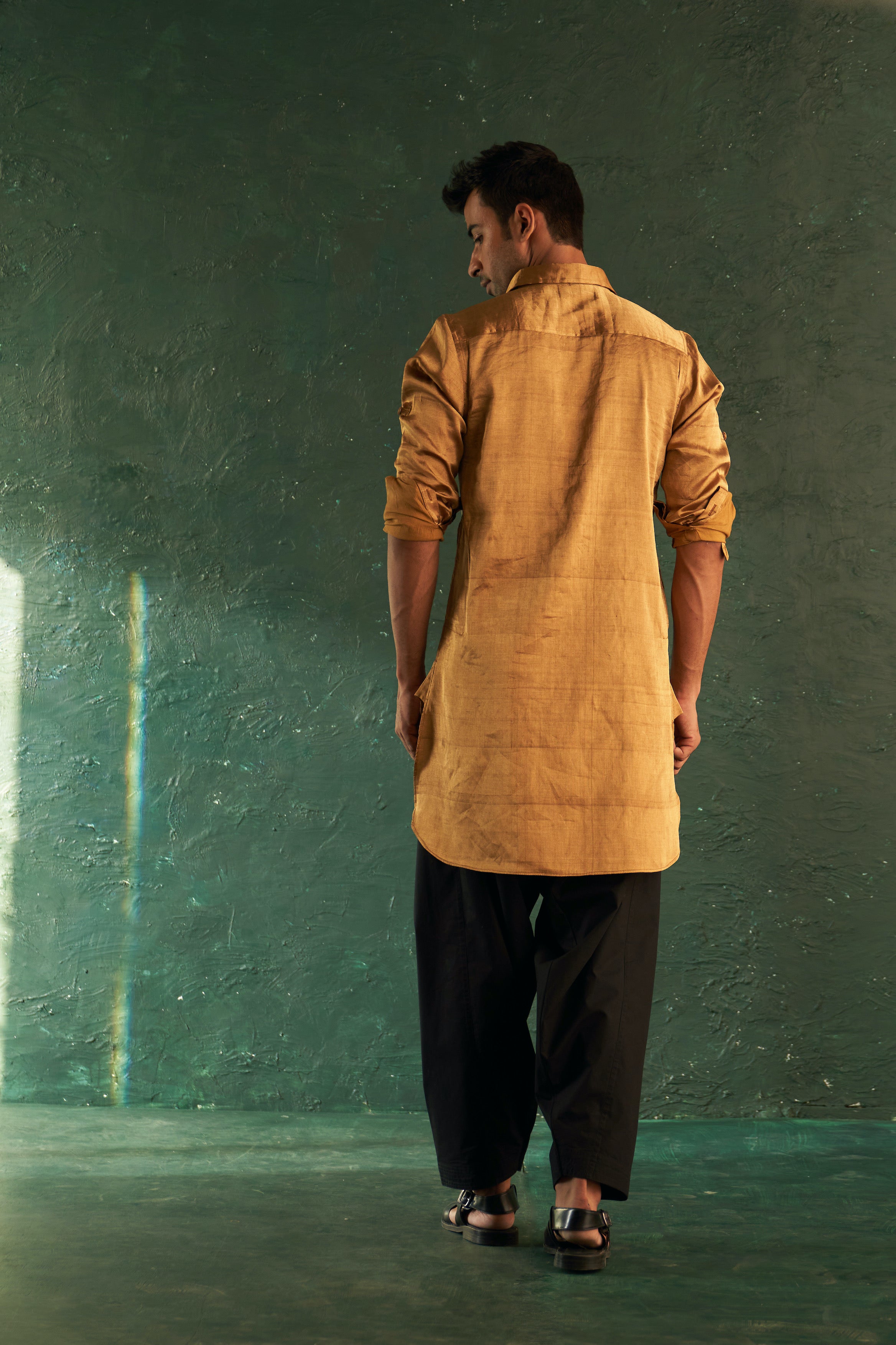 MIDAS GOLD TISSUE PATHANI KURTA WITH SALWAR