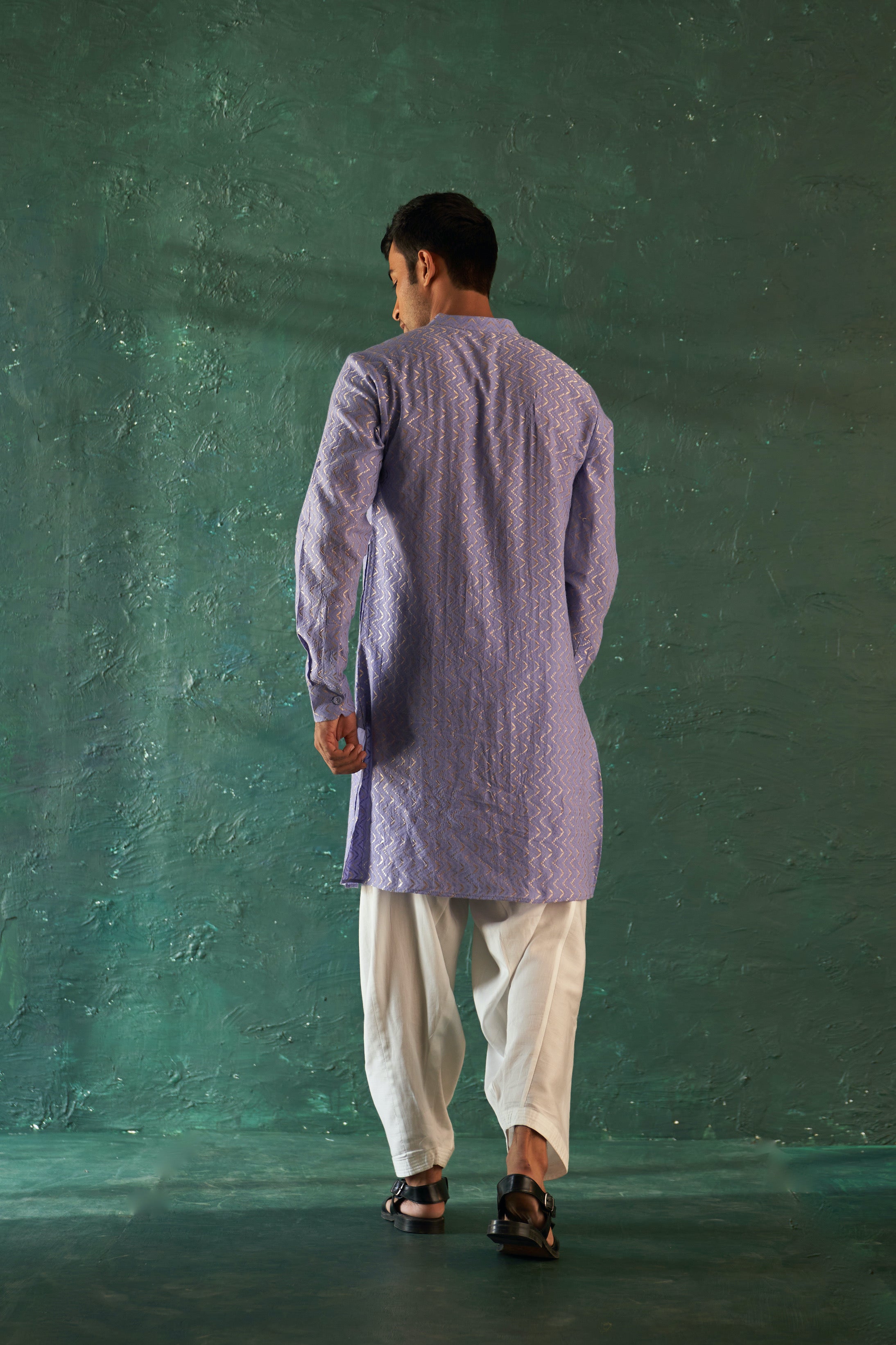 MIDAS LAVENDER CHEVRON EMBROIDERED KURTA WITH SALWAR