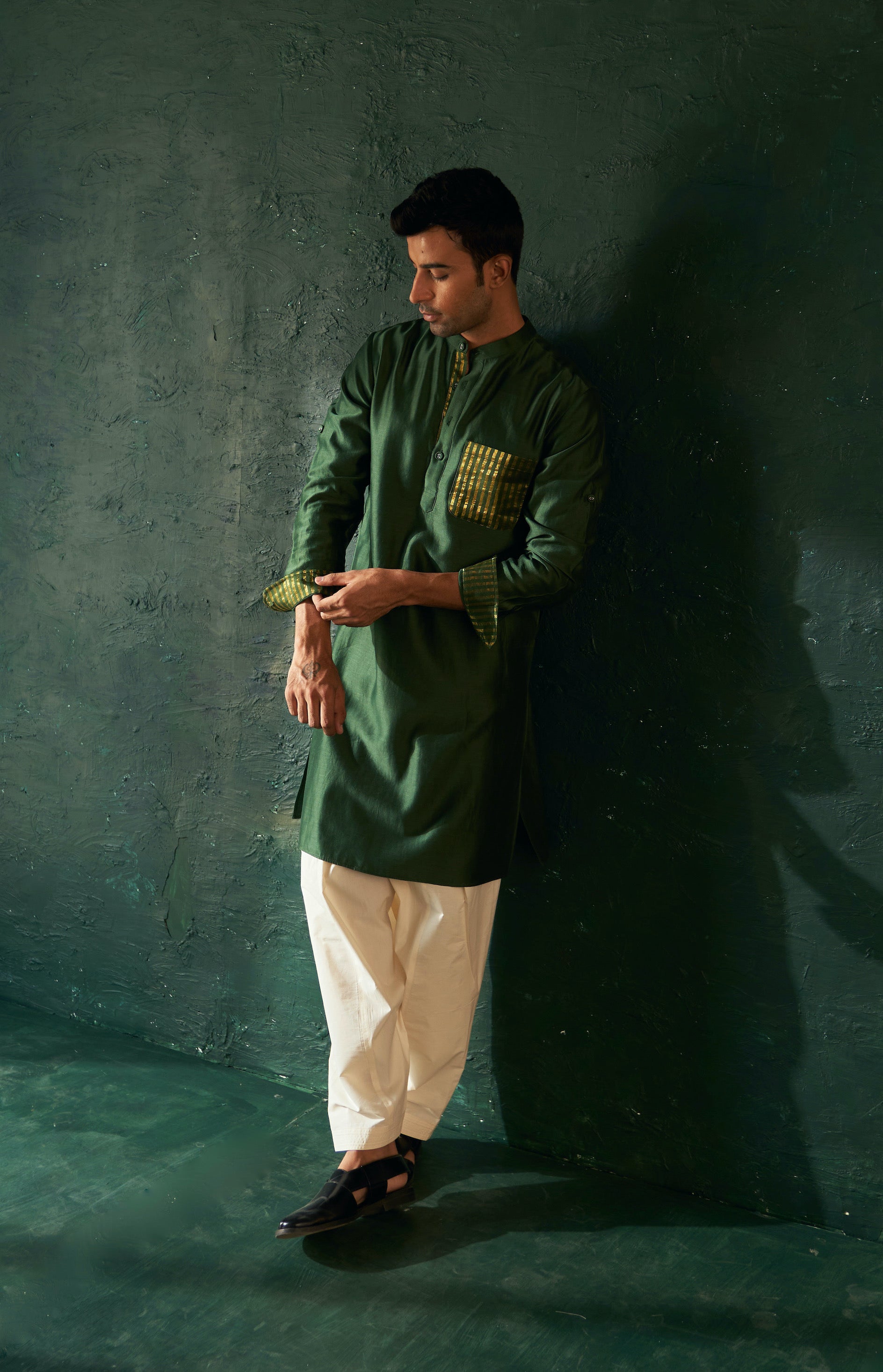 MIDAS DEEP GREEN KURTA WITH SALWAR