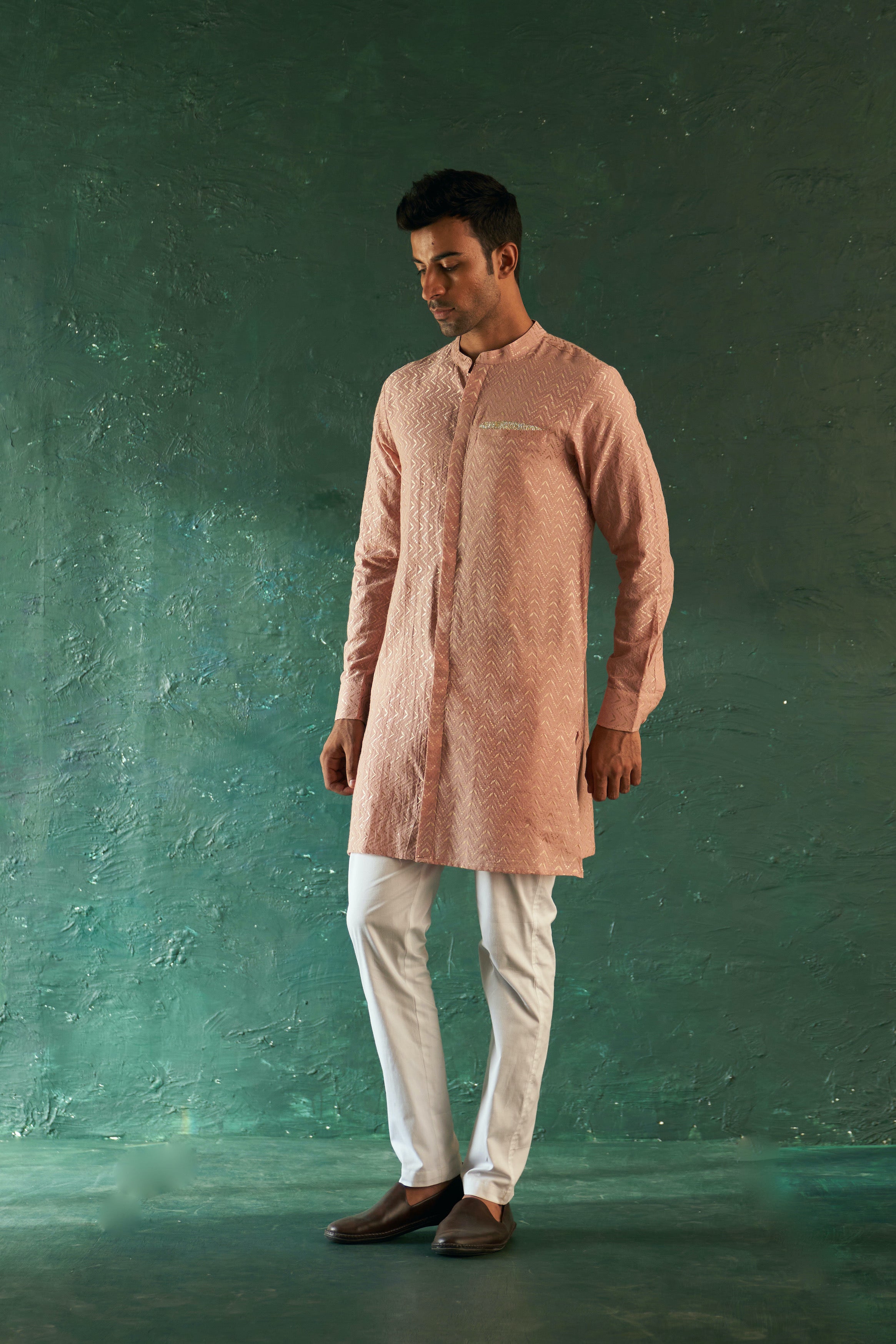 MIDAS OLD ROSE CHEVRON KURTA WITH PANT