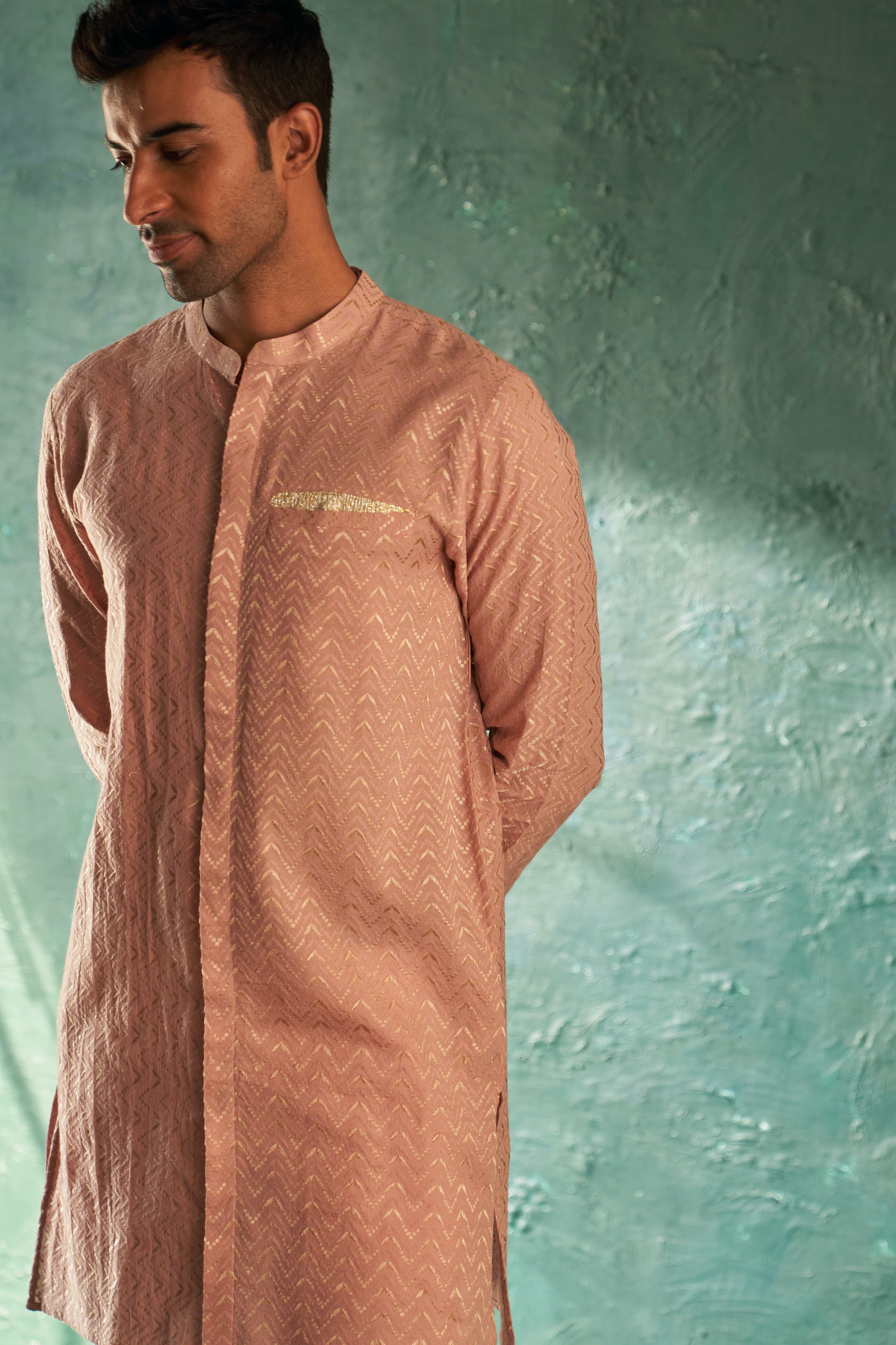 MIDAS OLD ROSE CHEVRON KURTA WITH PANT