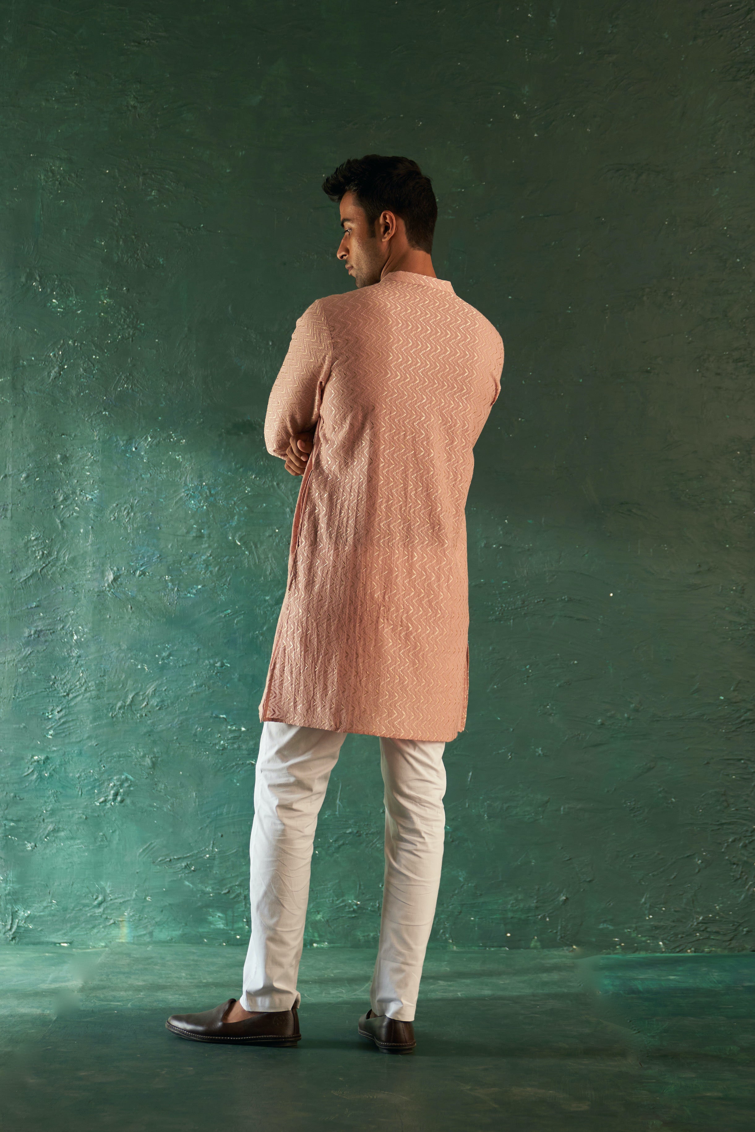 MIDAS OLD ROSE CHEVRON KURTA WITH PANT