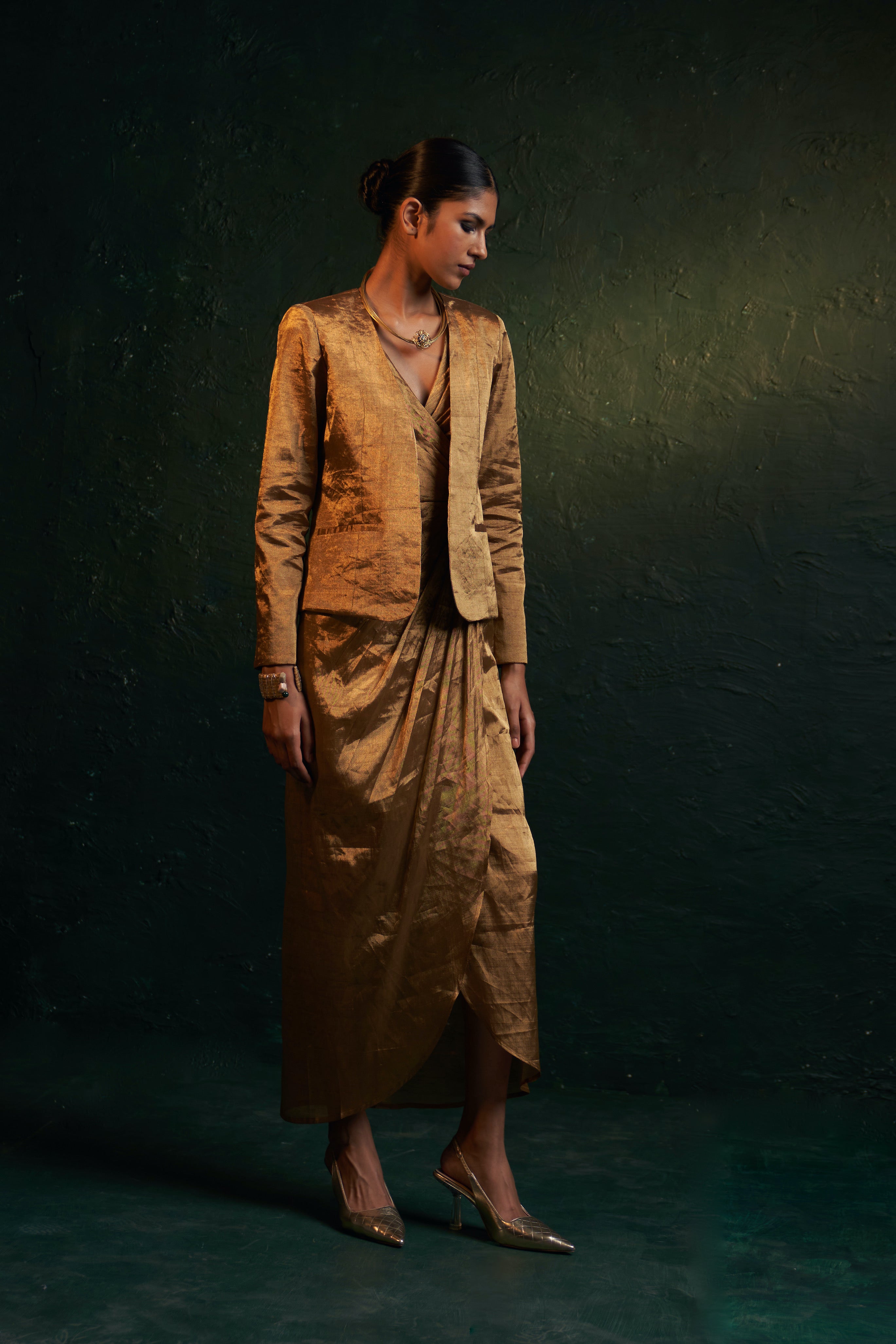 MIDAS GOLD TISSUE DRESS & JACKET