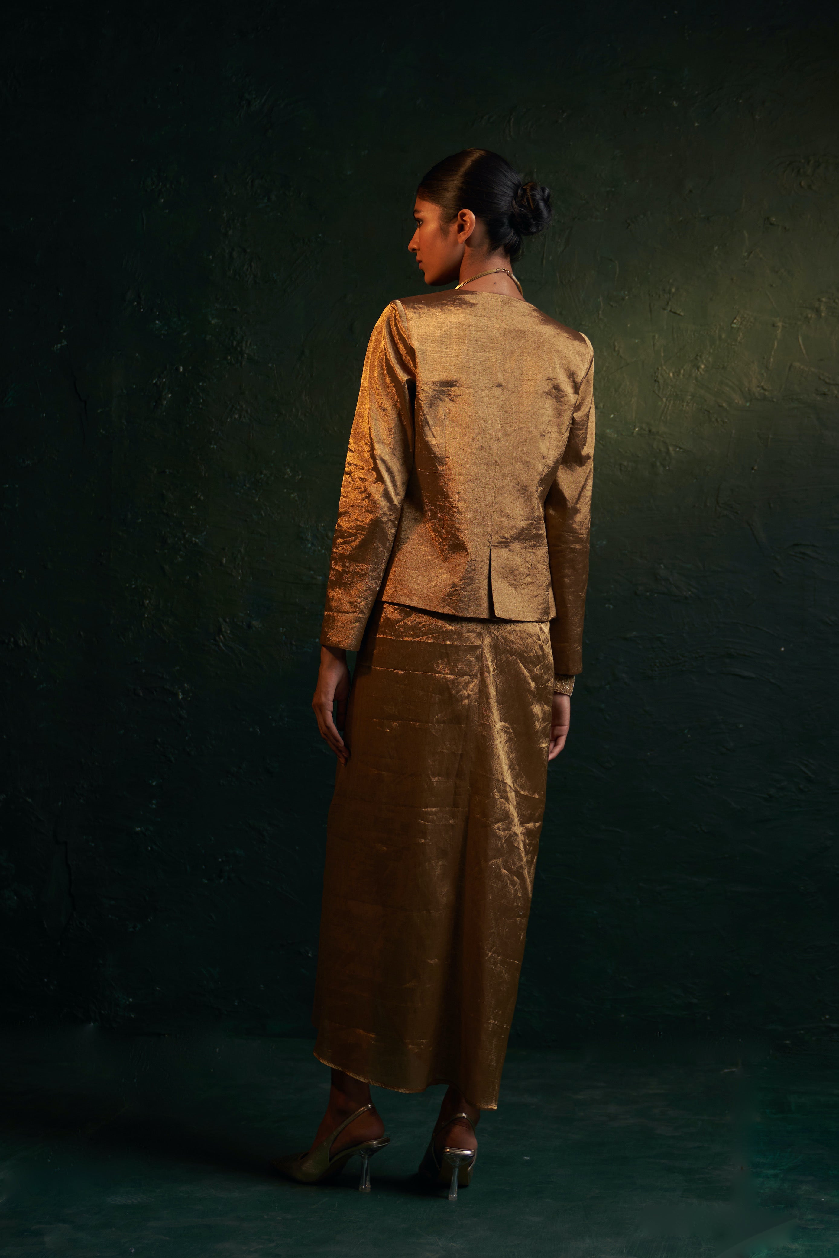 MIDAS GOLD TISSUE DRESS & JACKET