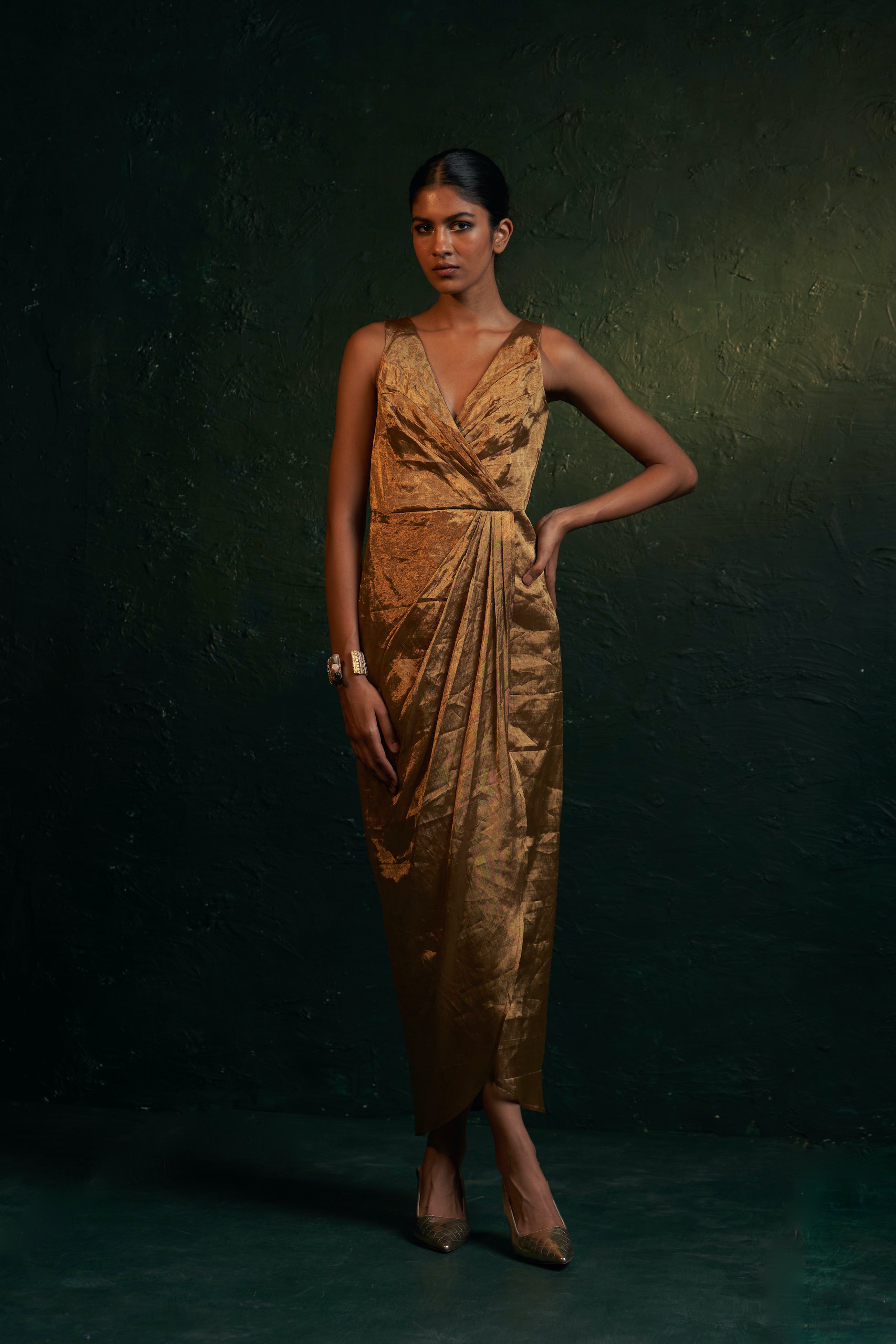 MIDAS GOLD TISSUE DRESS & JACKET