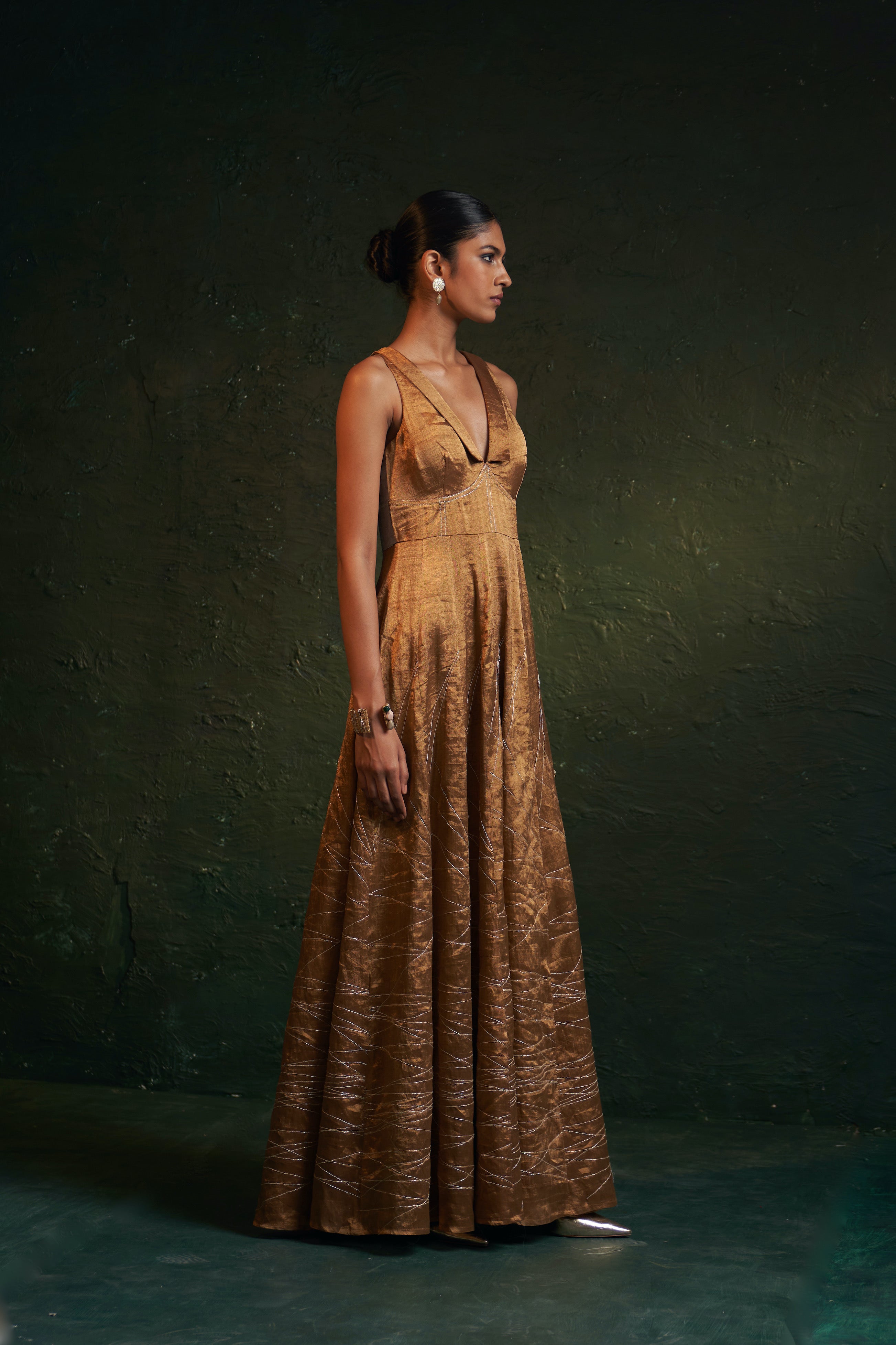 MIDAS GOLD TISSUE LONG DRESS