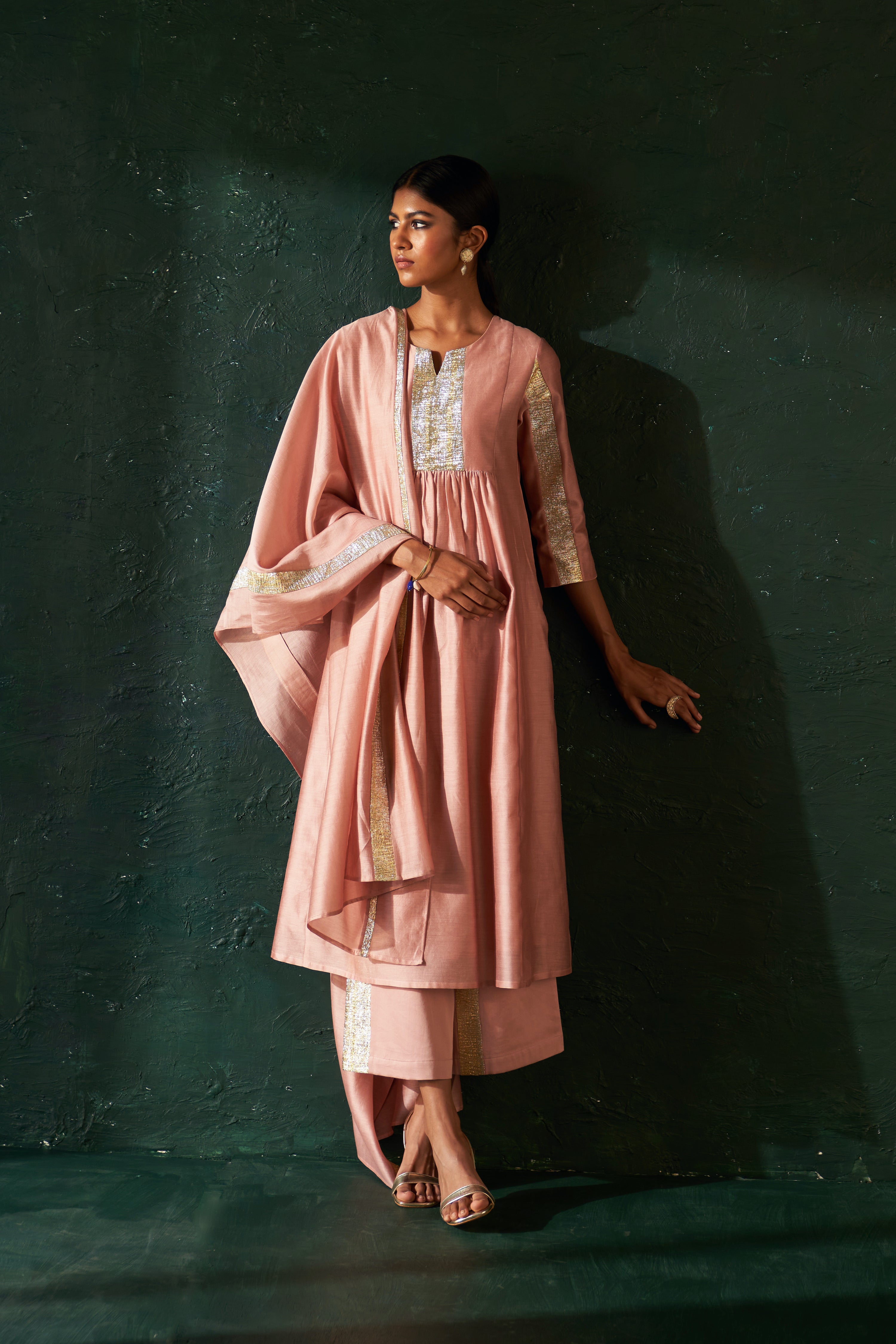 MIDAS OLD ROSE CHANDERI KURTA