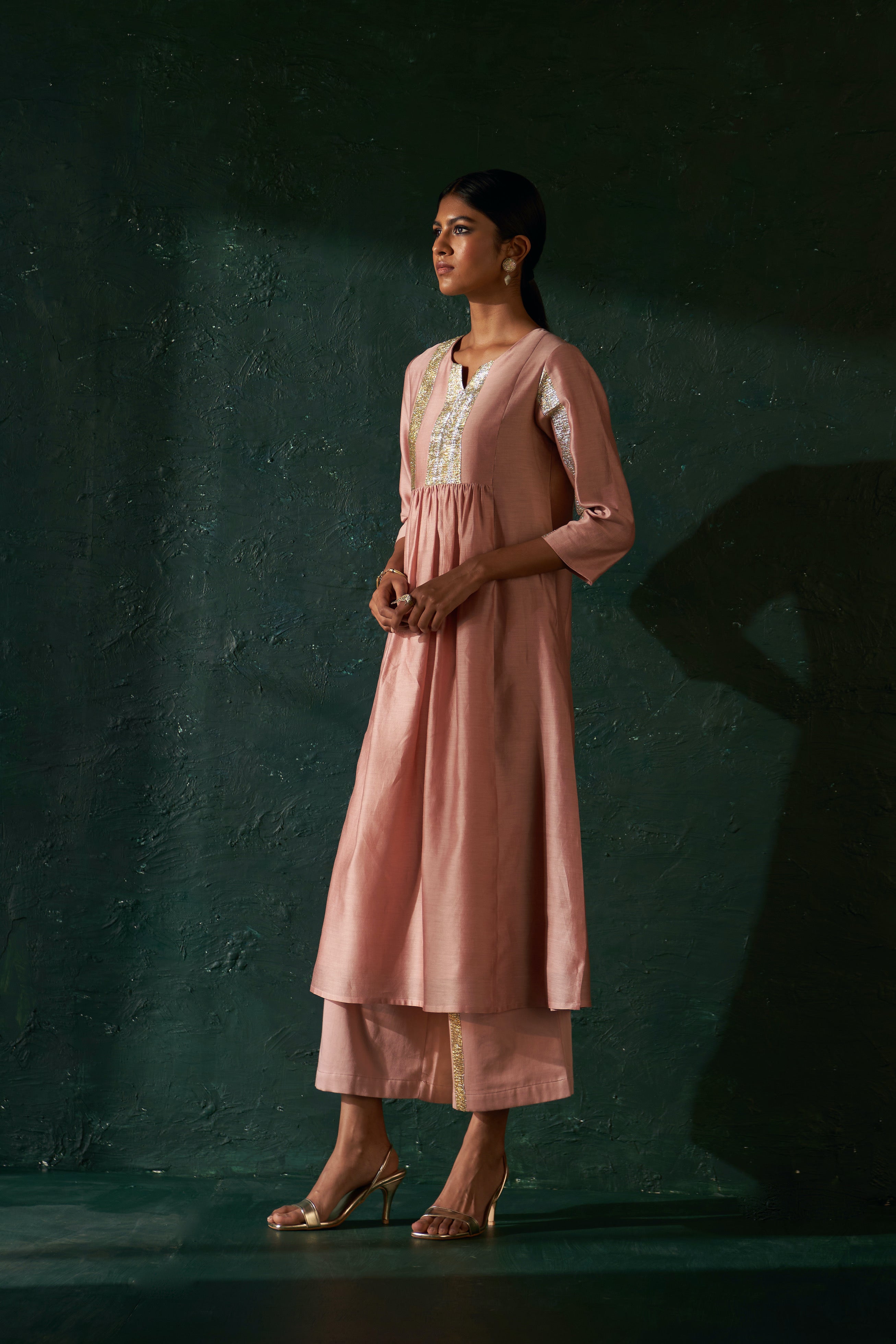 MIDAS OLD ROSE CHANDERI KURTA