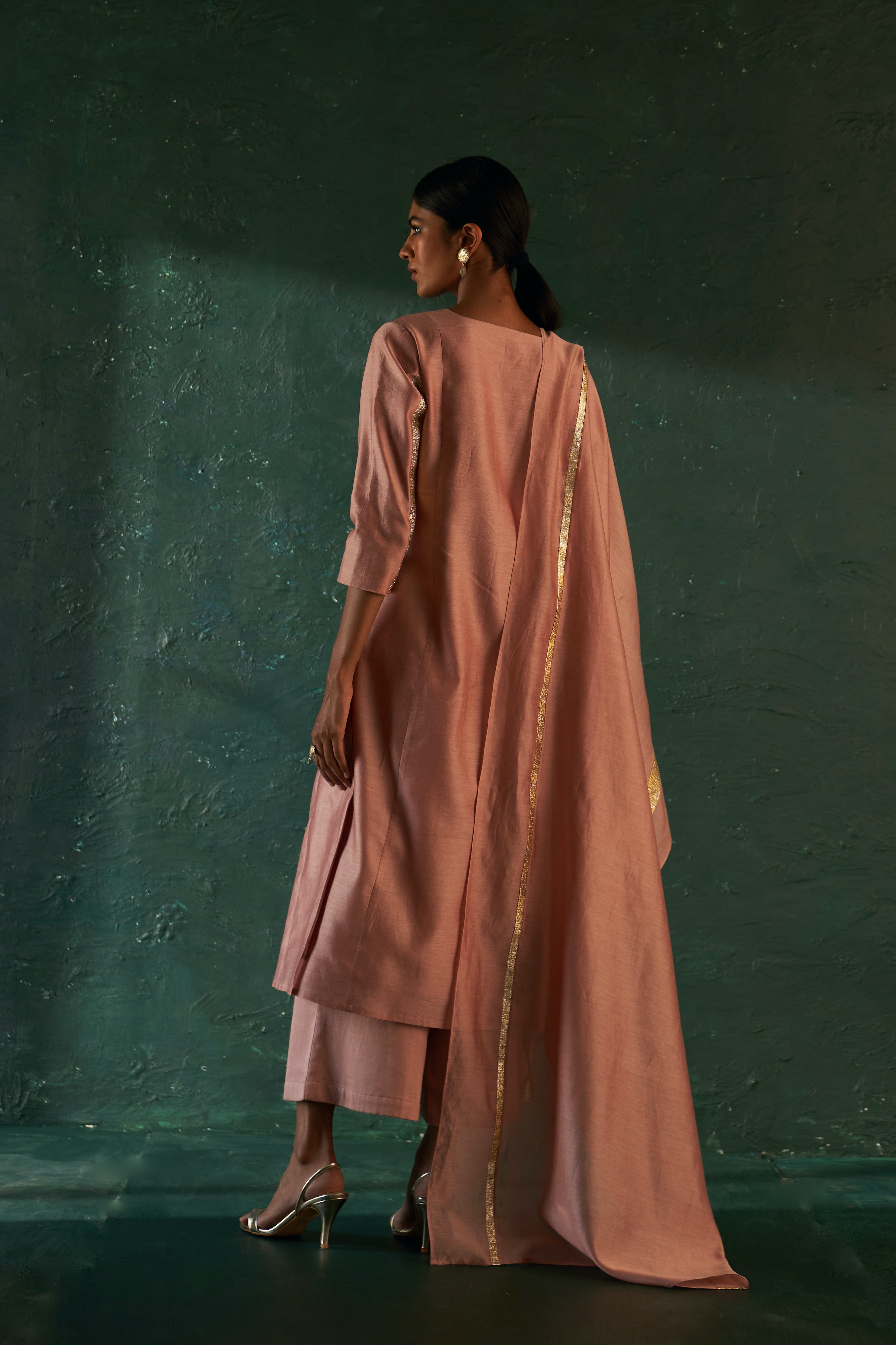 MIDAS OLD ROSE CHANDERI KURTA