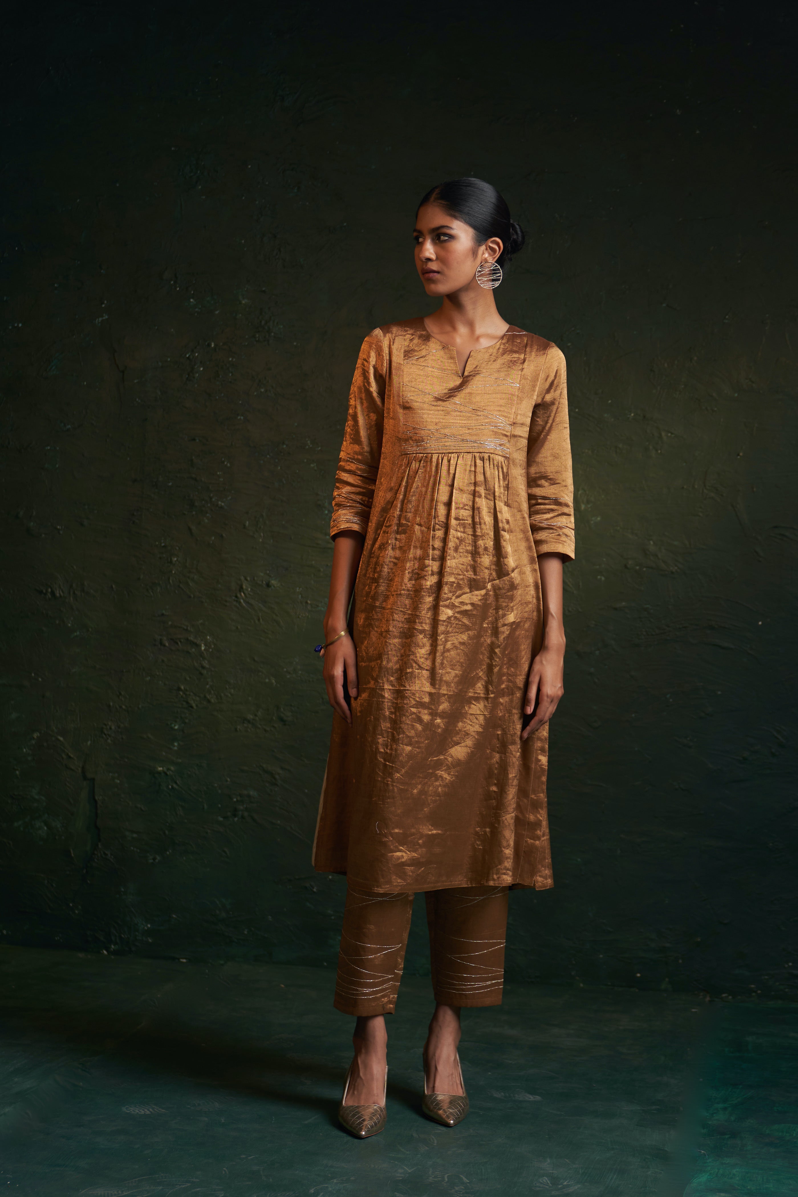 MIDAS GOLD TISSUE KURTA