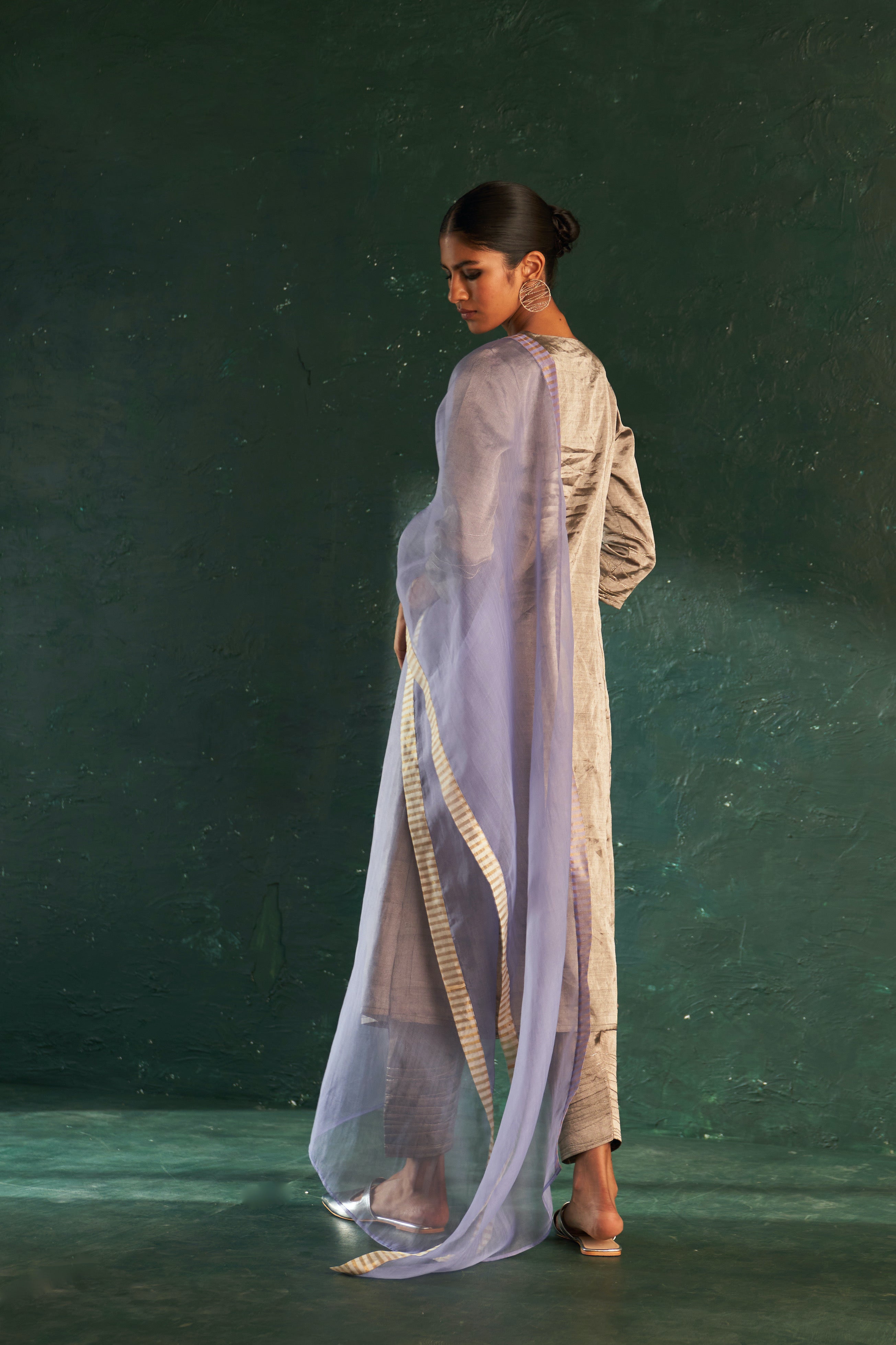 MIDAS SILVER TISSUE KURTA