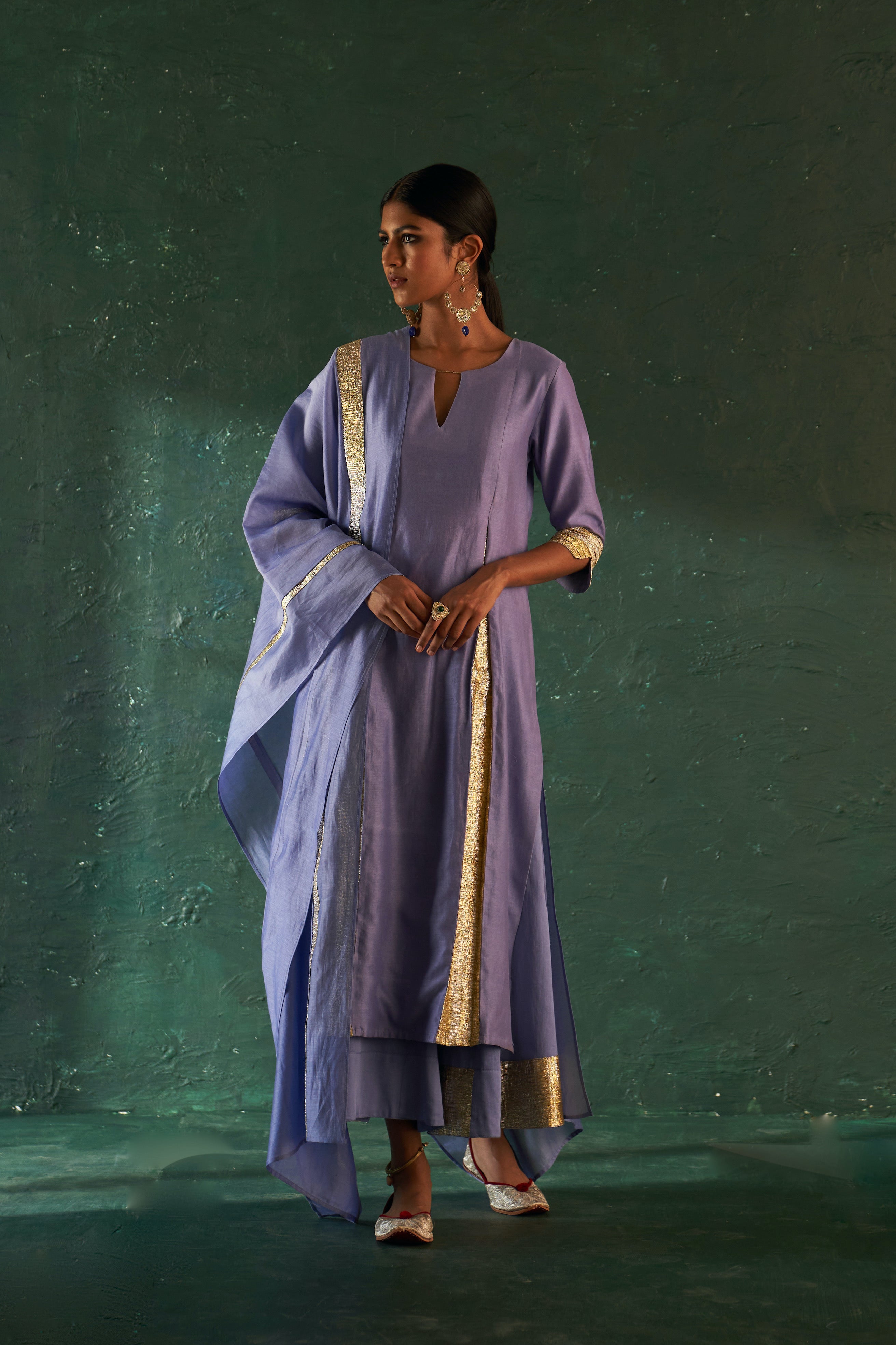 MIDAS LAVENDER CHANDERI KURTA