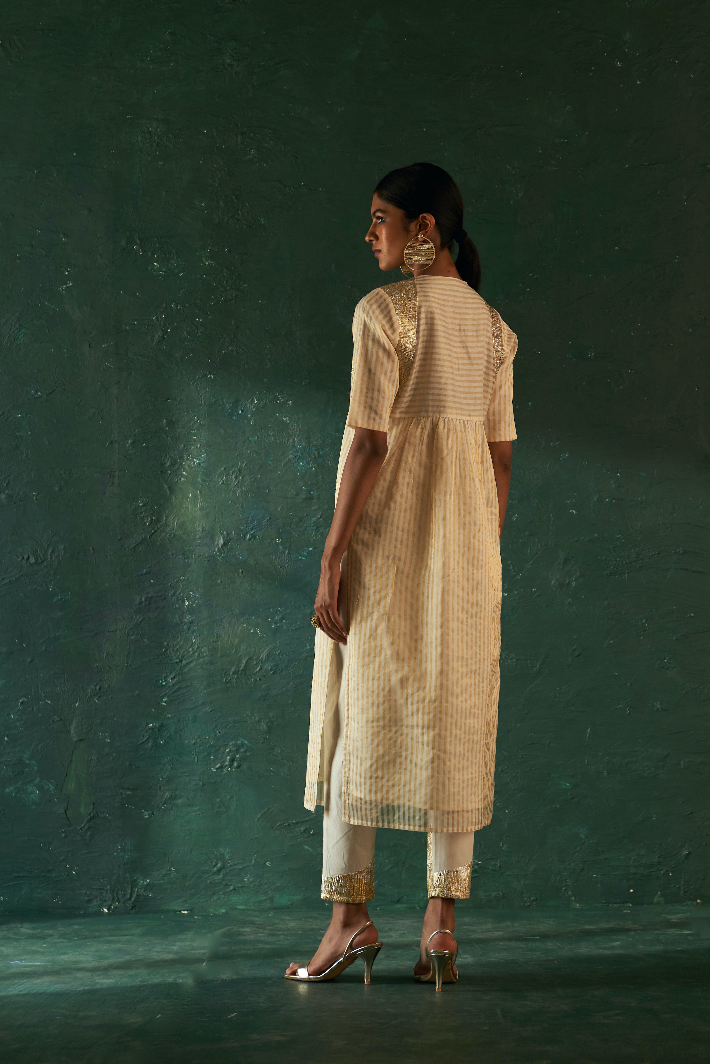 MIDAS IVORY TISSUE STRIPE KURTA