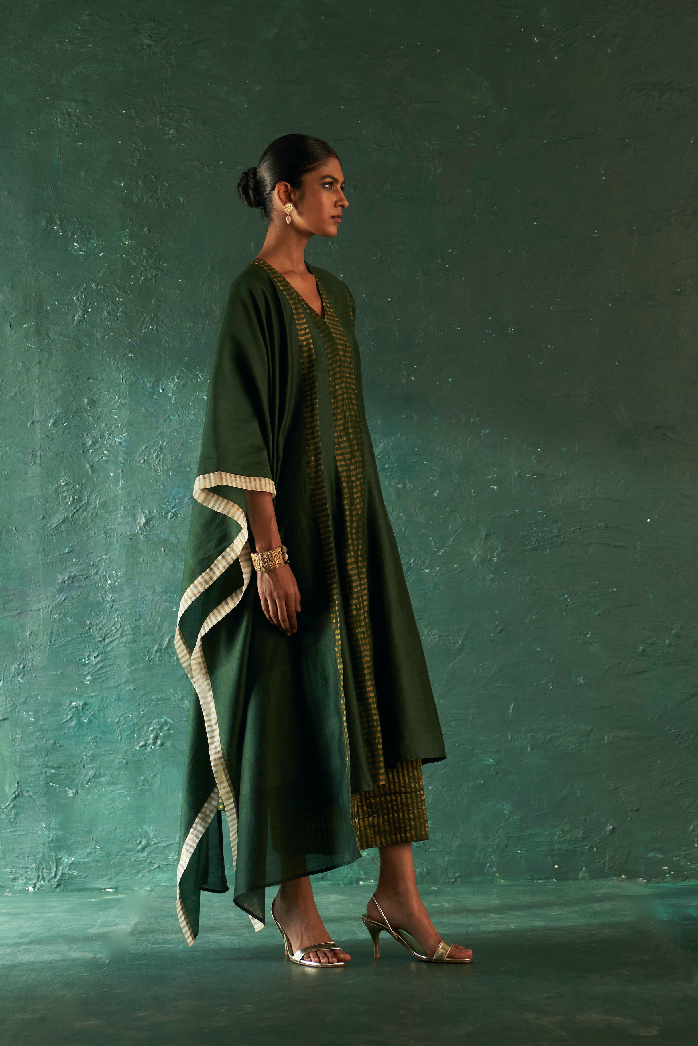 MIDAS DEEP GREEN CHANDERI KURTA