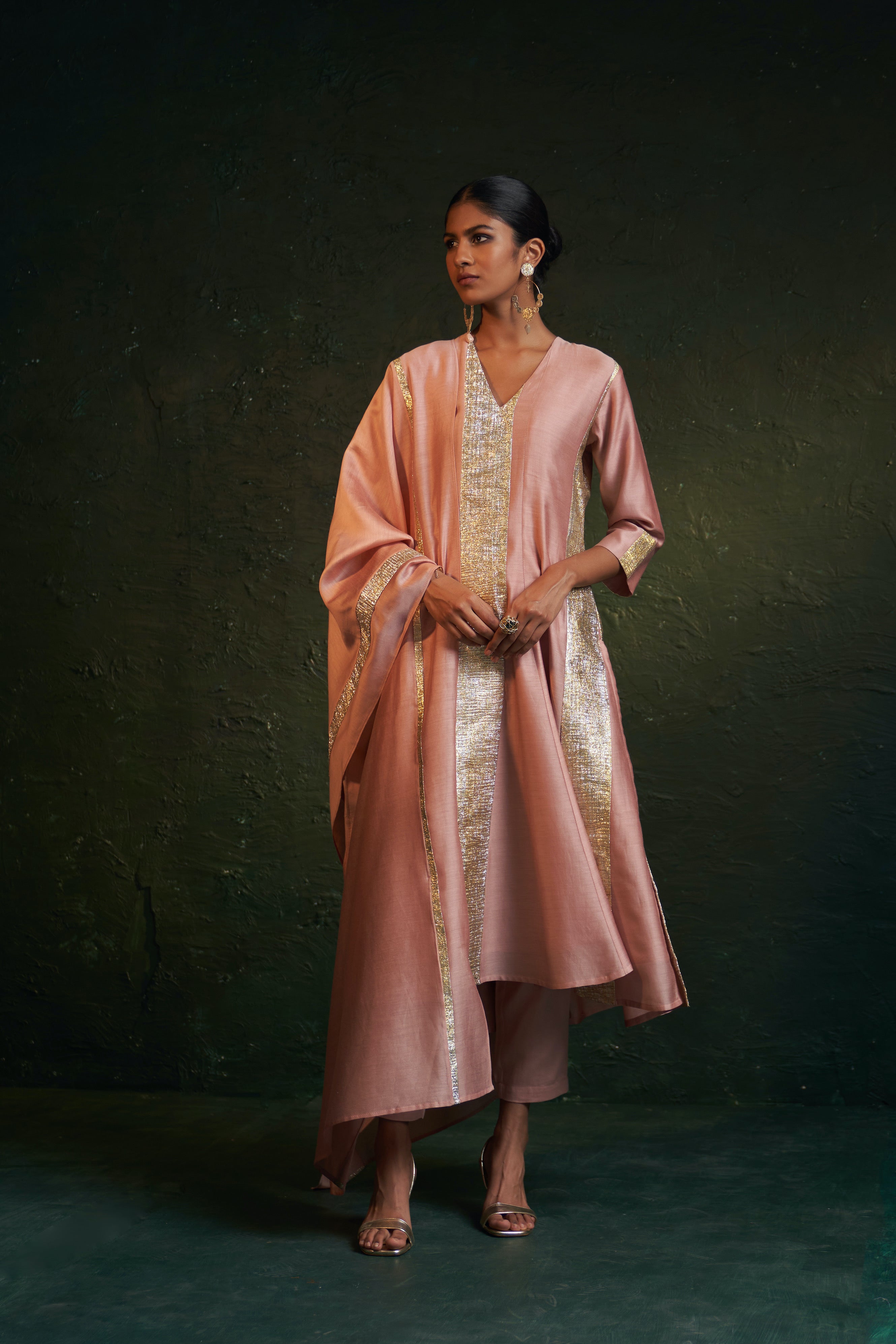 MIDAS ROSE PINK CHANDERI KURTA