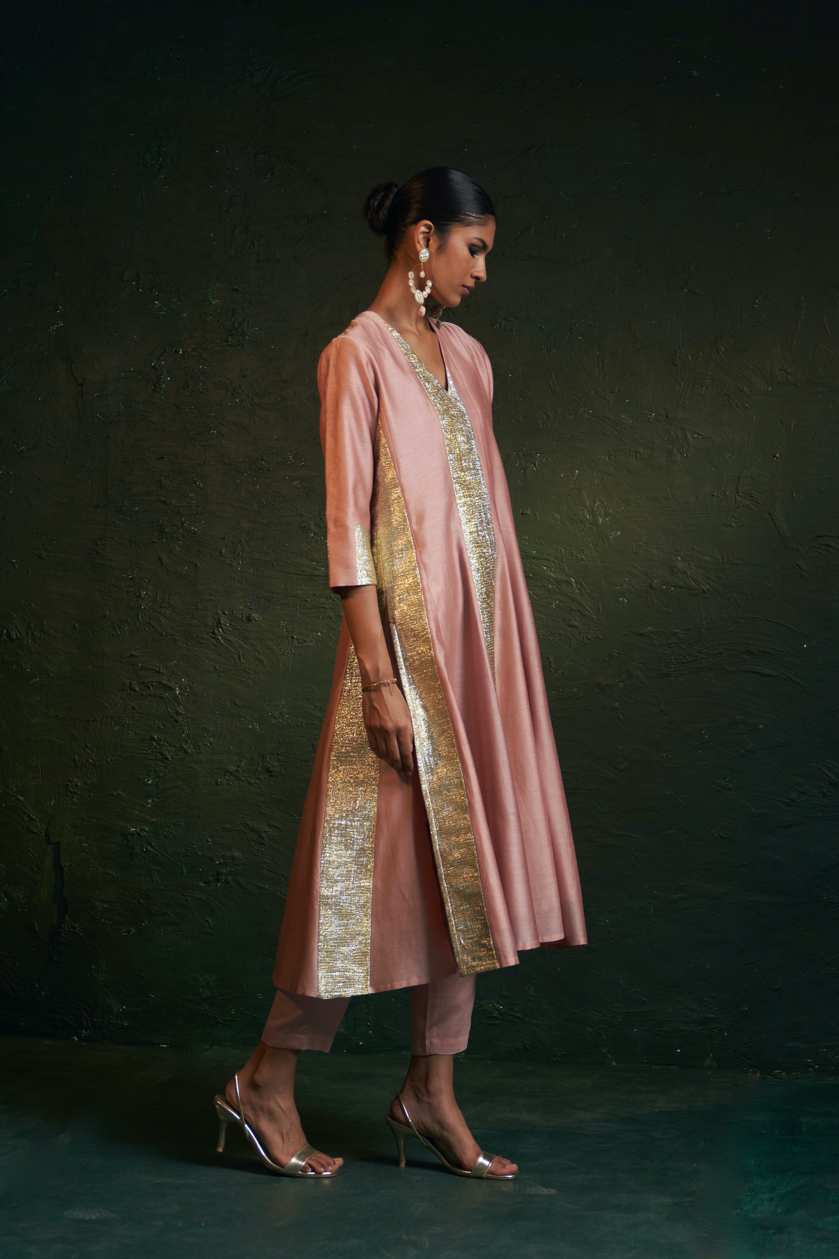 MIDAS ROSE PINK CHANDERI KURTA