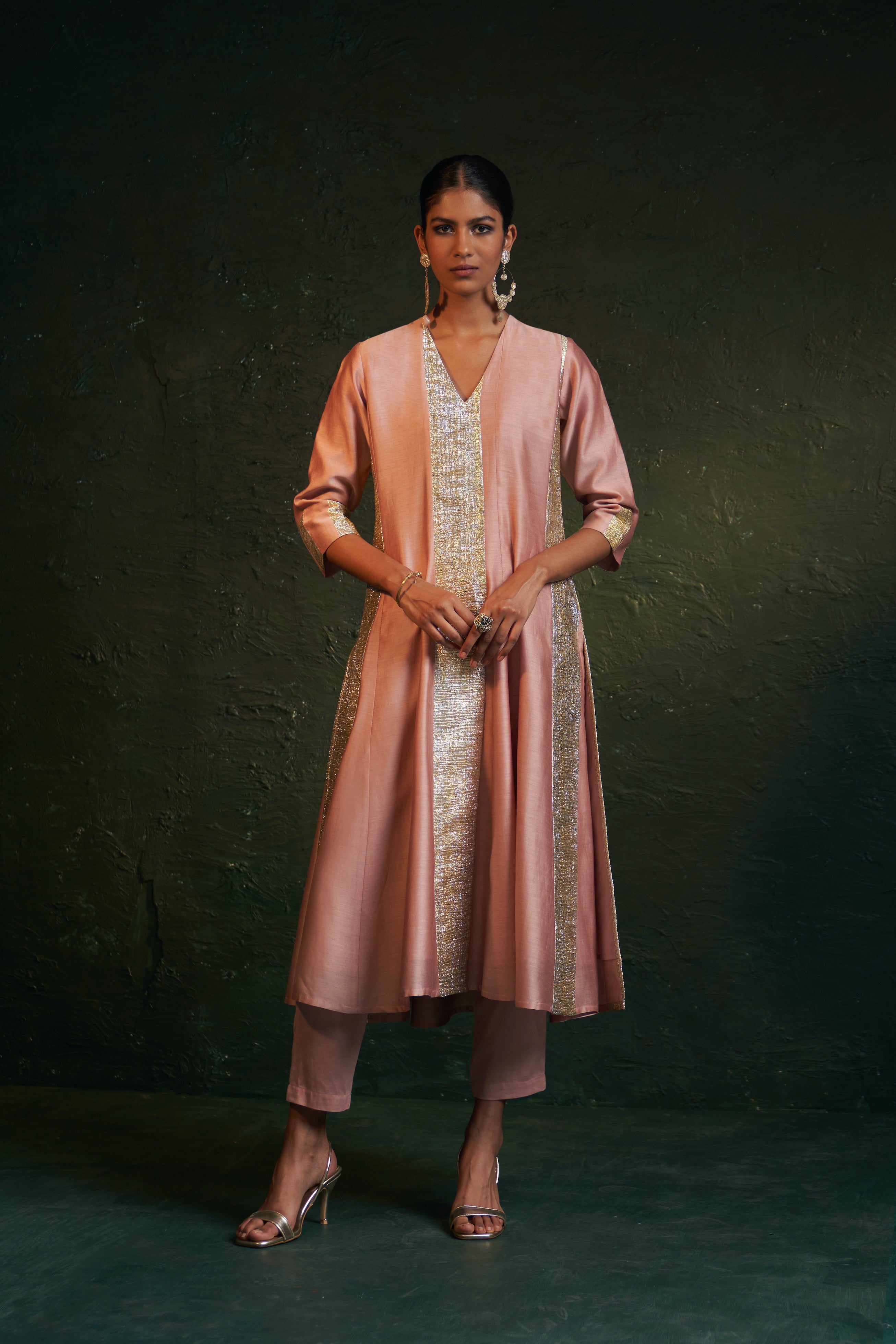 MIDAS ROSE PINK CHANDERI KURTA