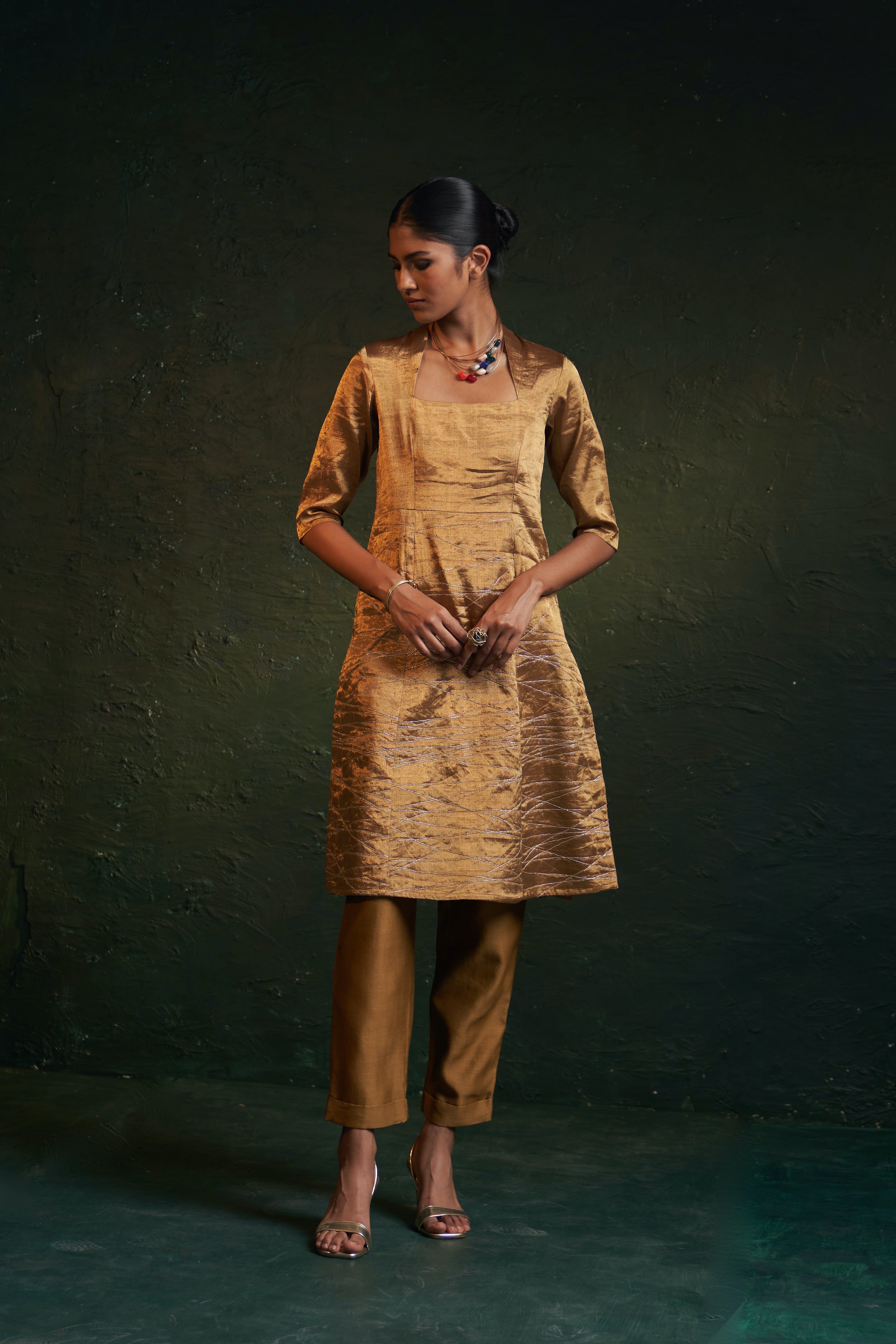 MIDAS GOLD TISSUE KURTA