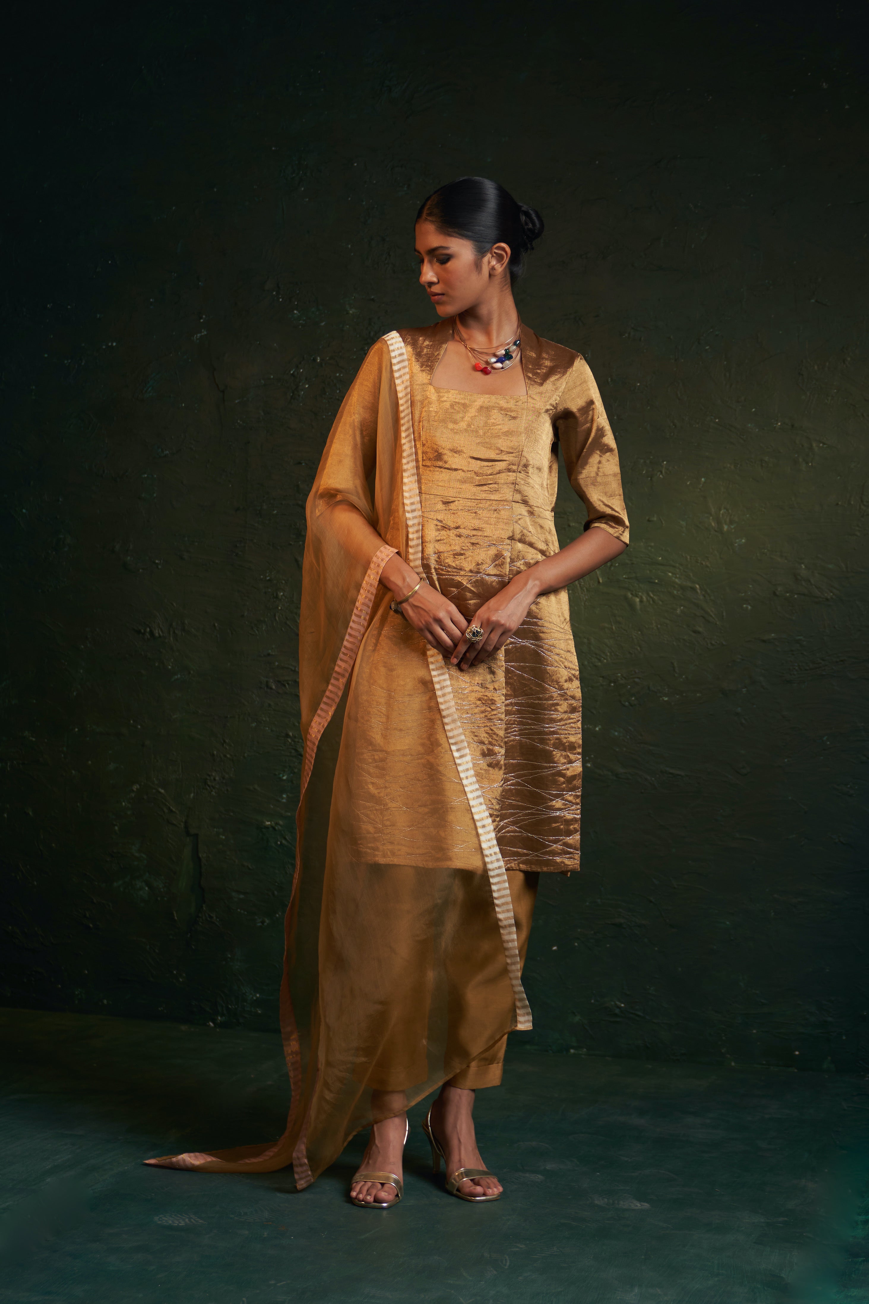 MIDAS GOLD TISSUE KURTA