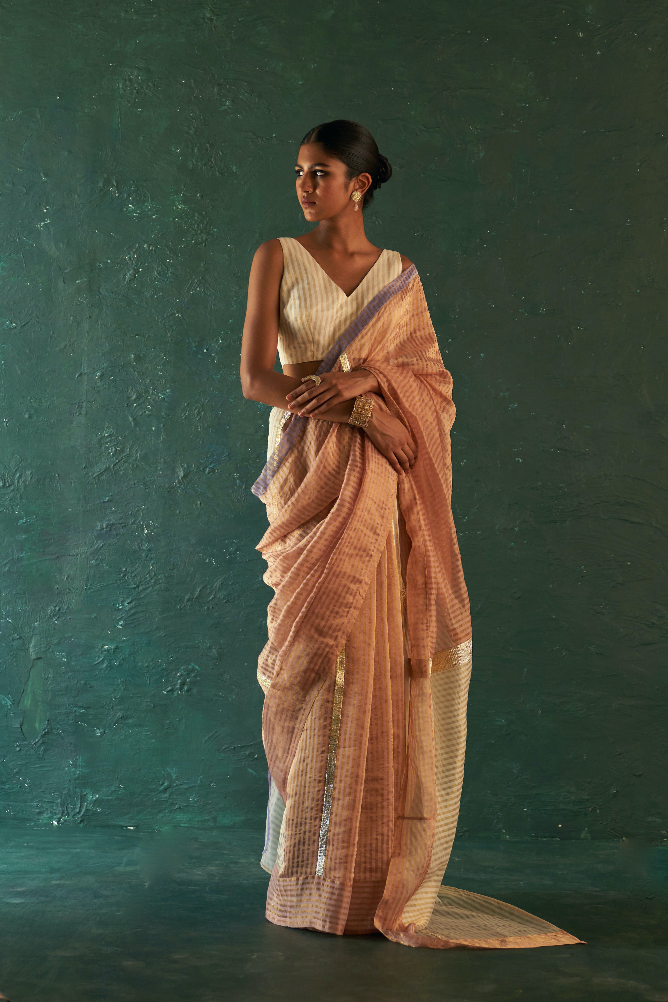 MIDAS OLD ROSE SILK TISSUE SAREE WITH BOUSE