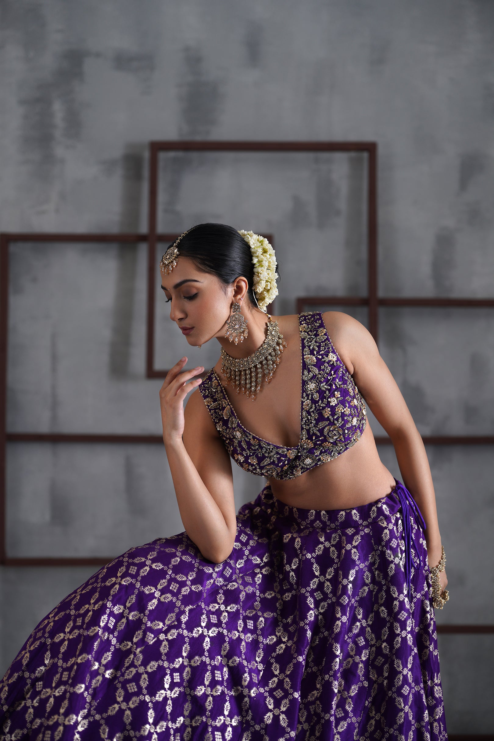 PURPLE EMBROIDERED BLOUSE, BANARSI LEHANGA, DUPATTA