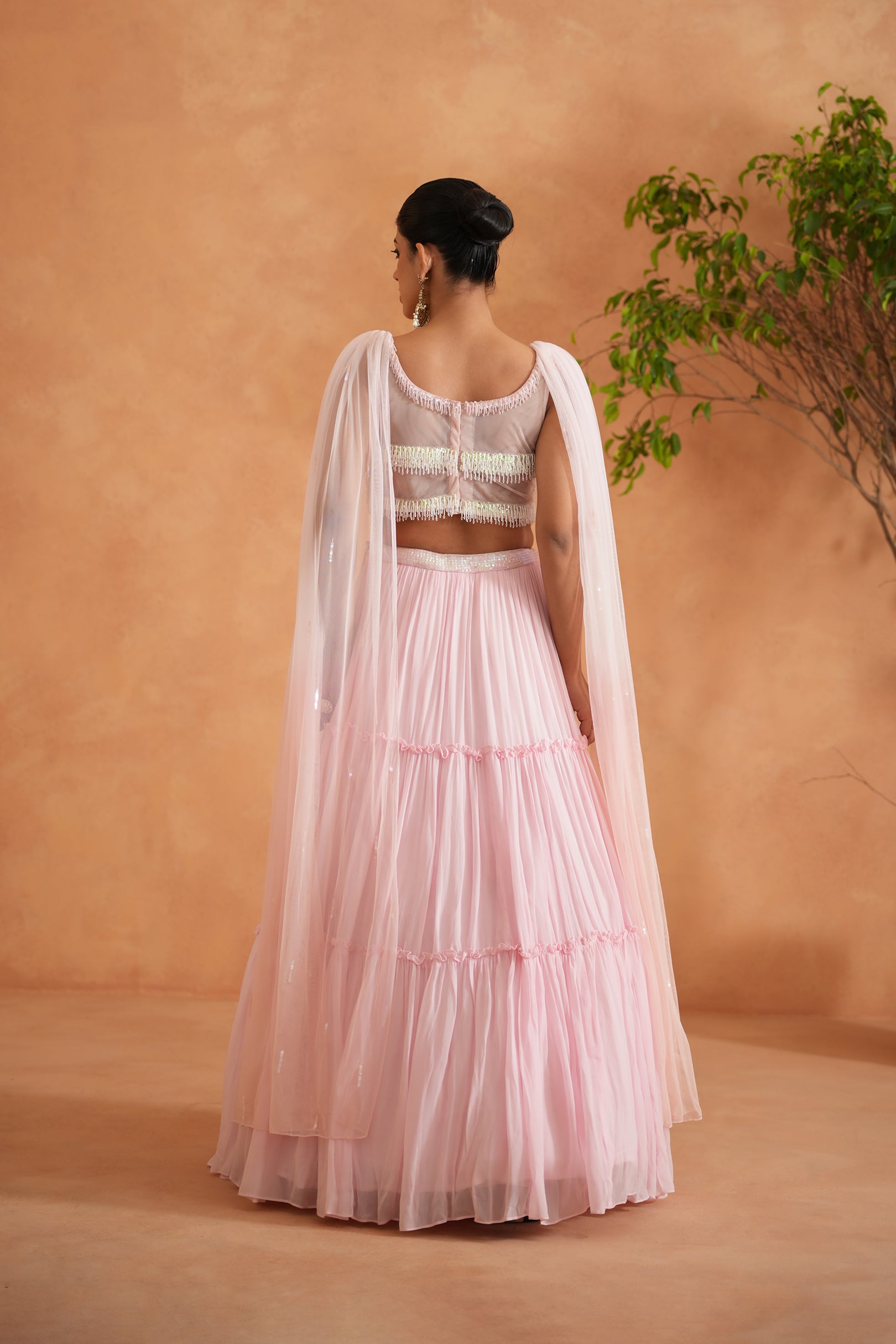 WHITE AND PINK EMBROIDERED BLOUSE, LEHENGA, DUPATTA