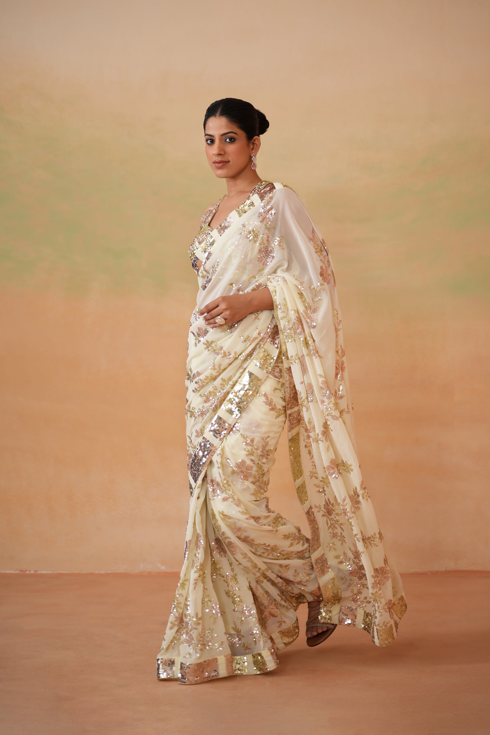 LIME YELLOW BLOUSE, PETICOAT, RUNNING SAREE