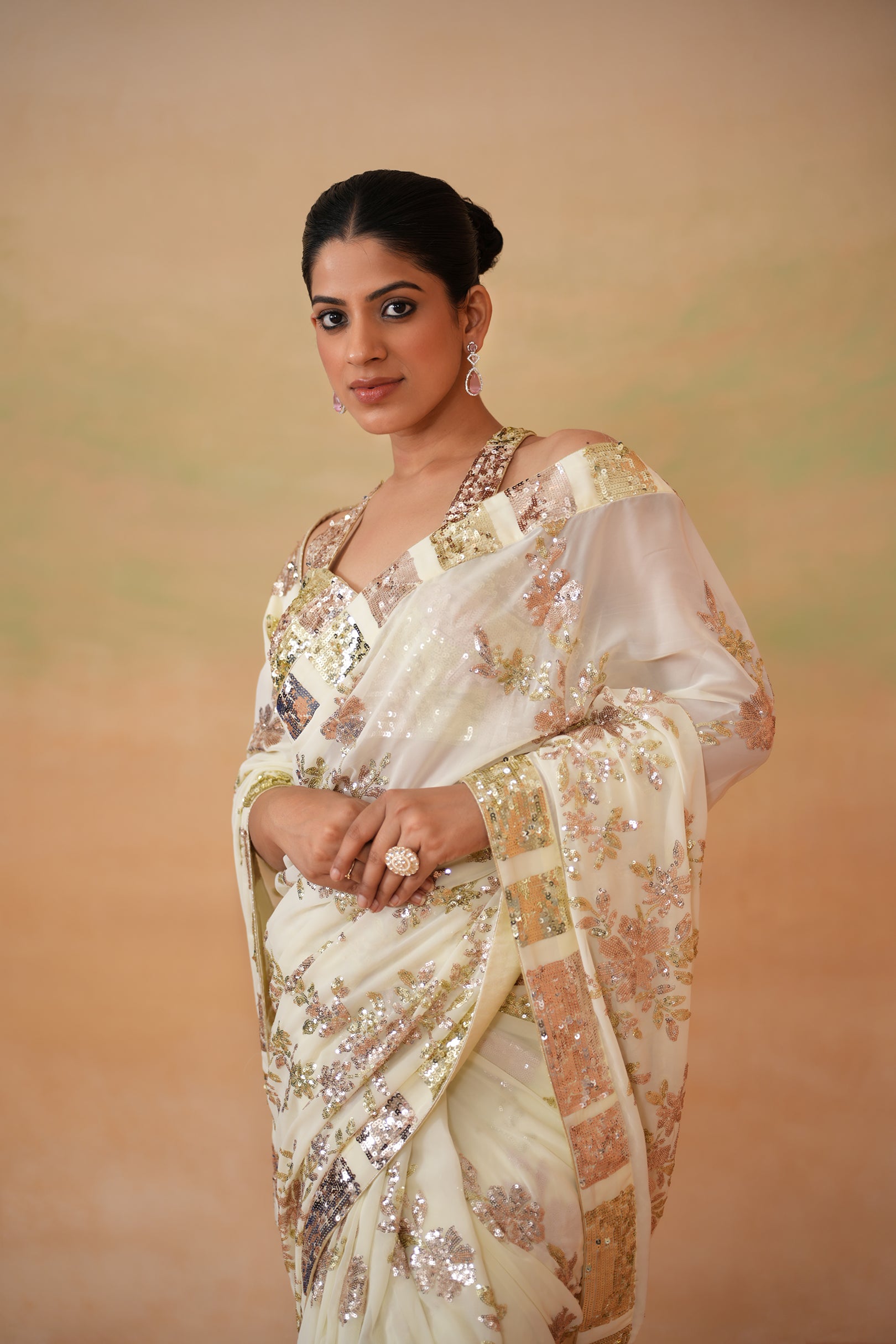 LIME YELLOW BLOUSE, PETICOAT, RUNNING SAREE
