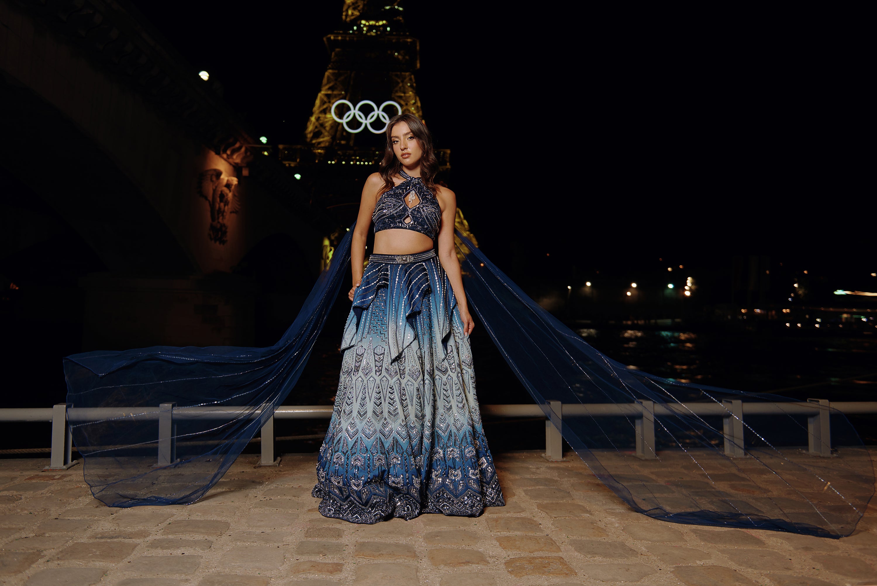 BLUE OMBRE LEHENGA SET