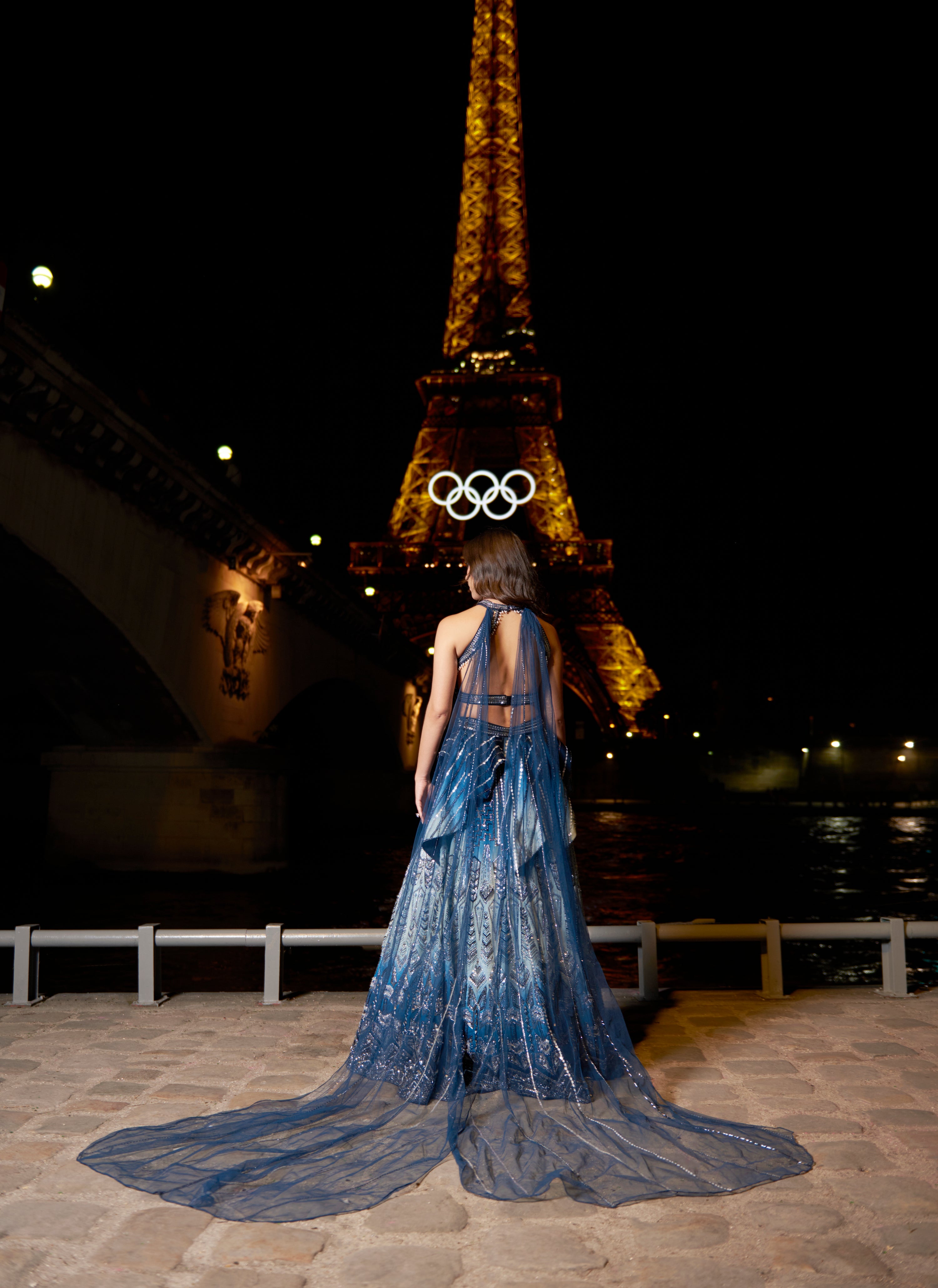 BLUE OMBRE LEHENGA SET