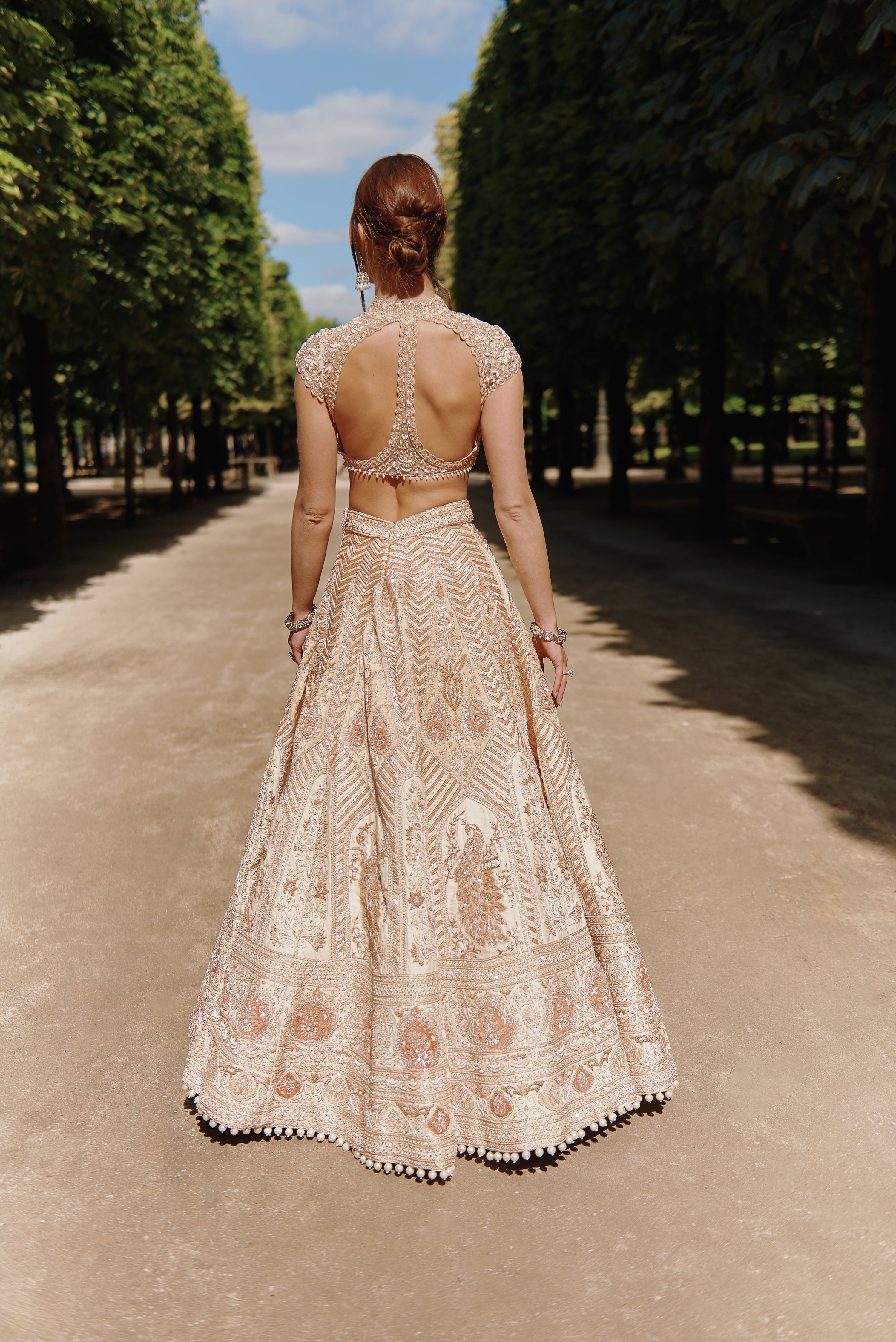 RUST AND BEIGE LEHENGA SET