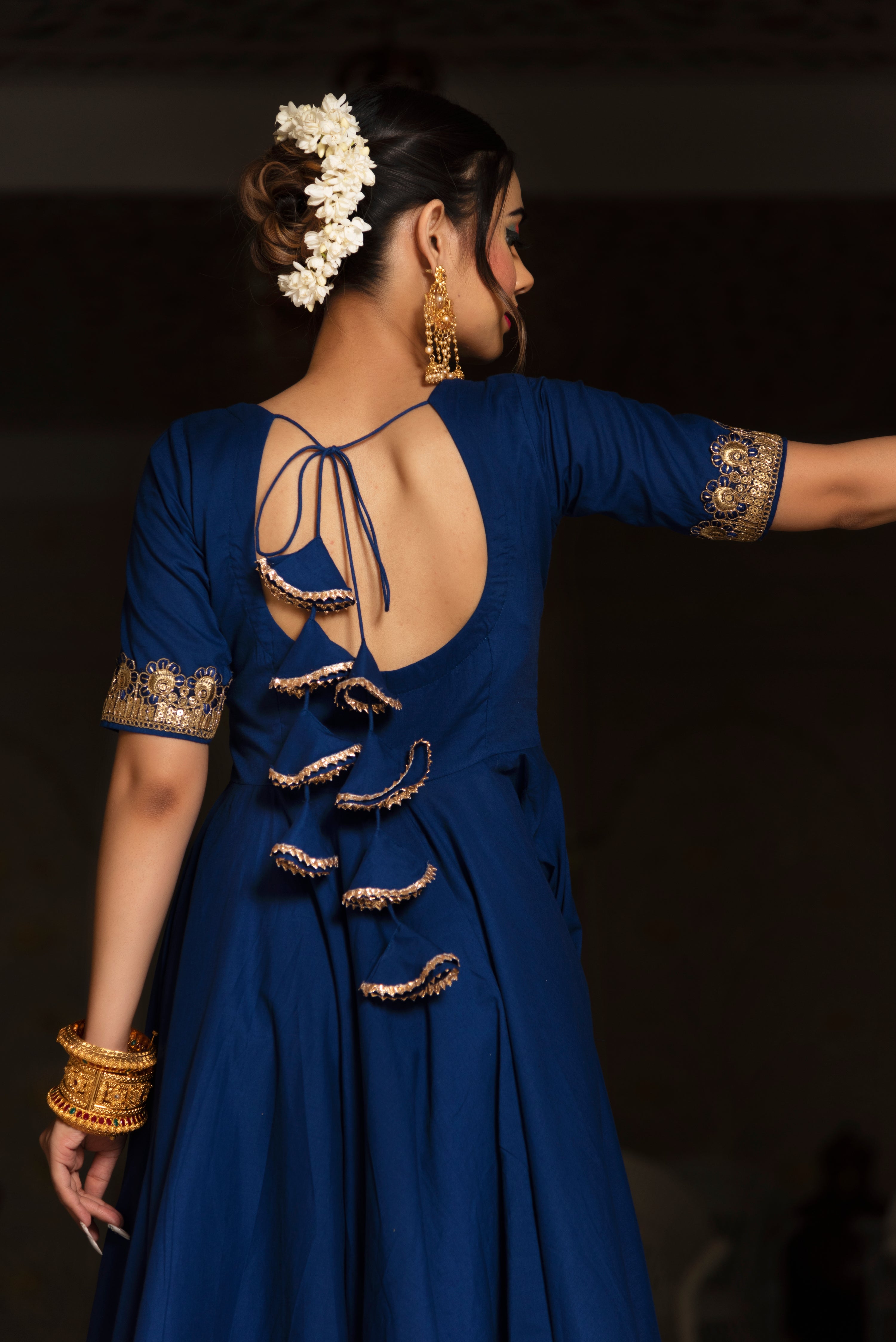 MINAKARI BLUE ANARKALI SET