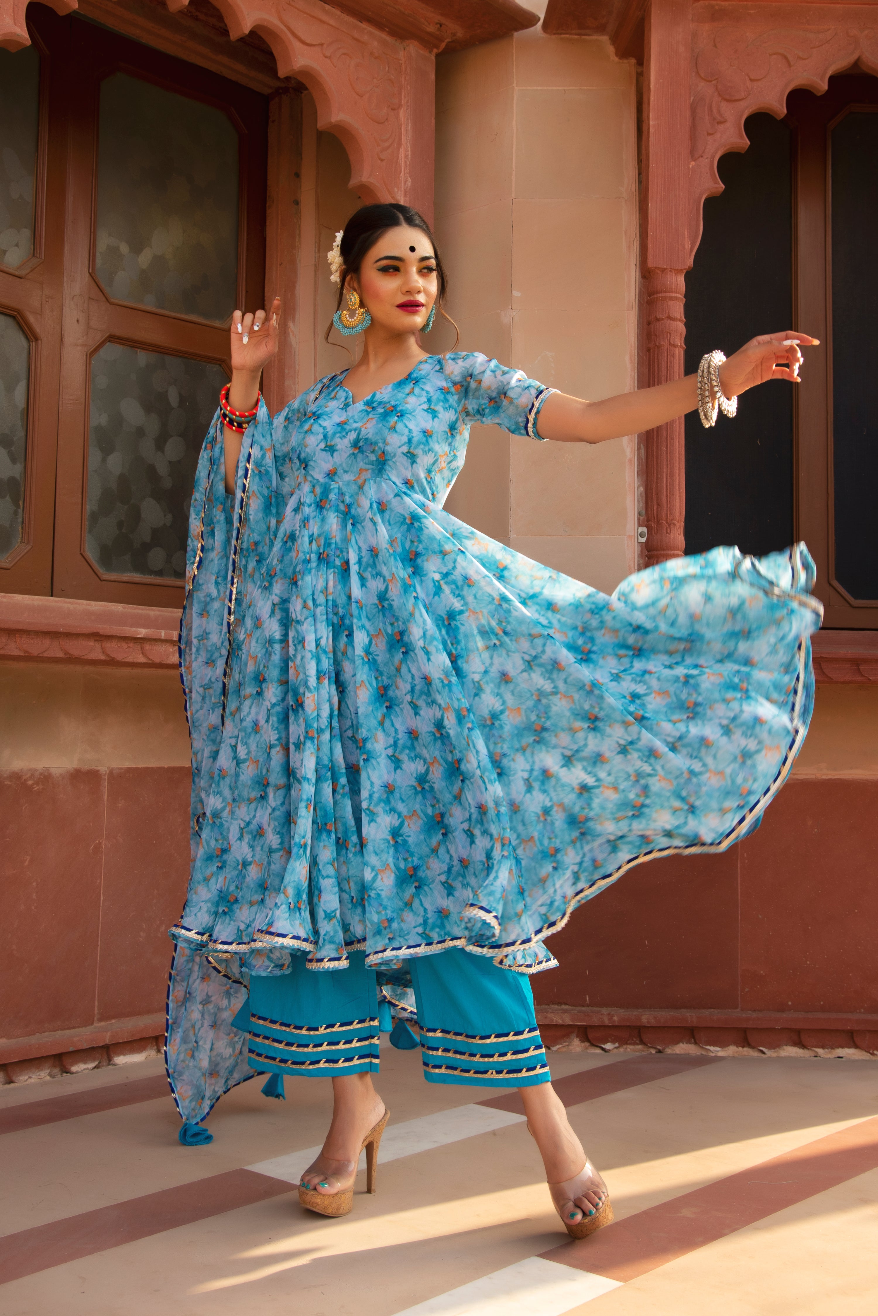 LILLY OF NILE CHIFFON ANARKALI SUIT SET