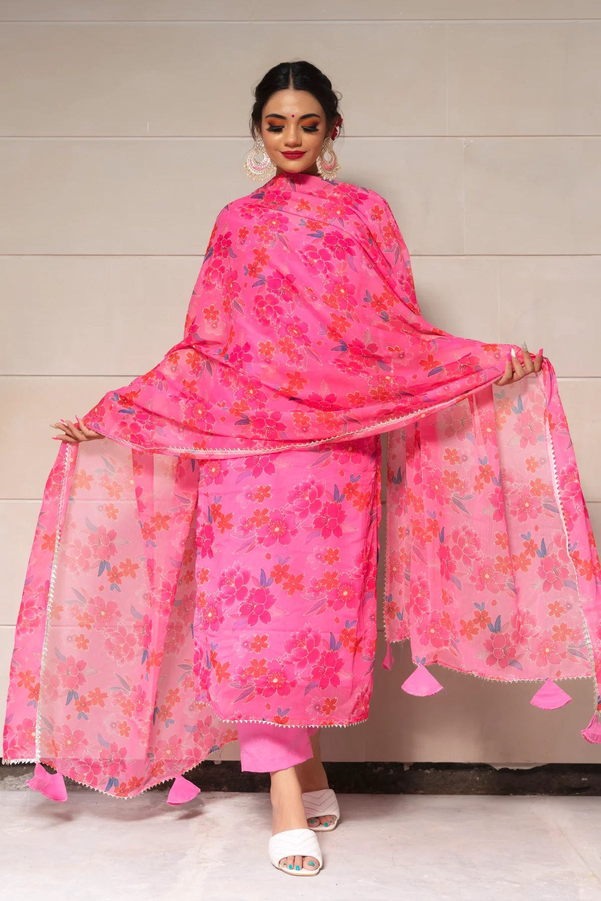 COSMOS PINK CHINNON CHIFFON SUIT SET