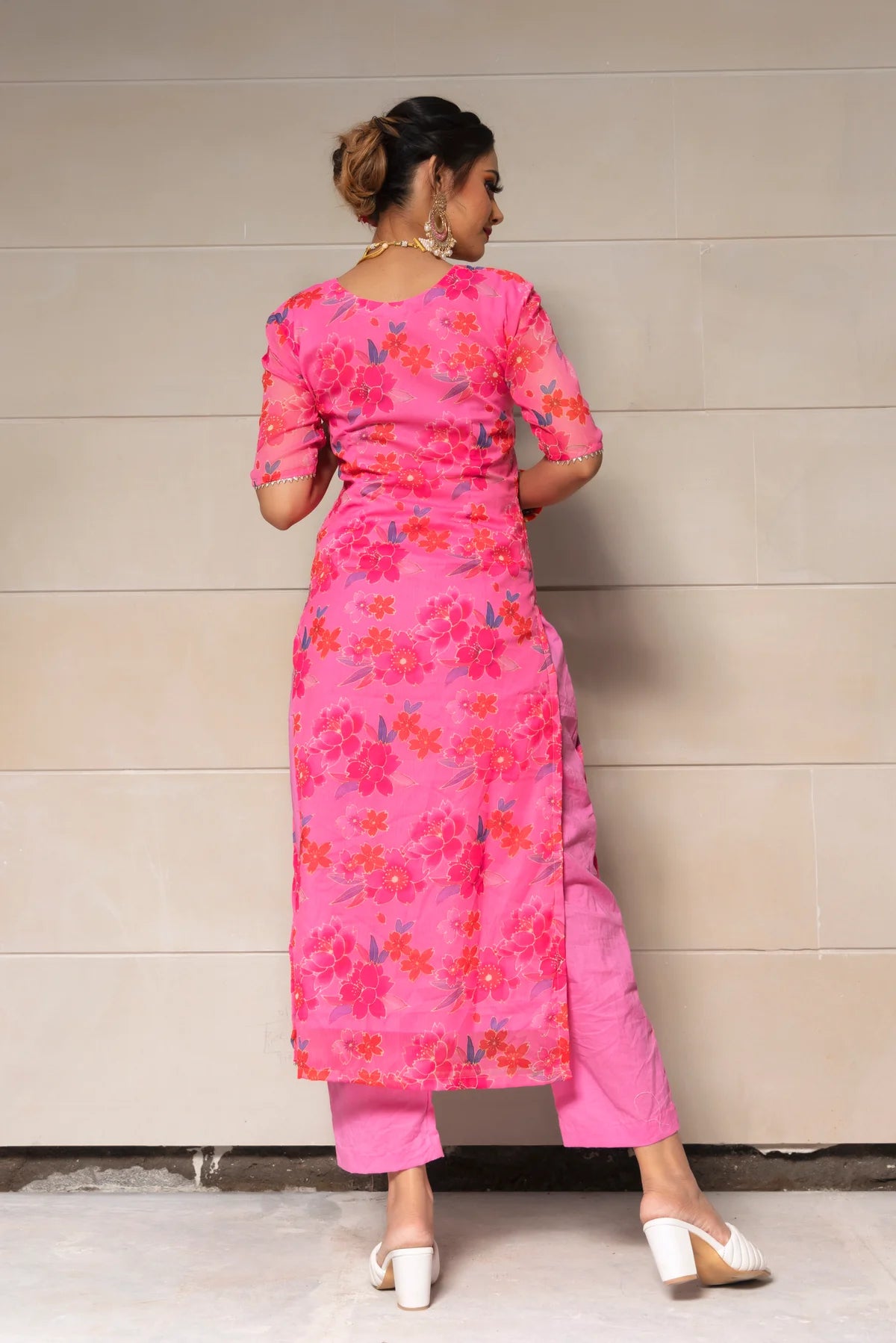 COSMOS PINK CHINNON CHIFFON SUIT SET