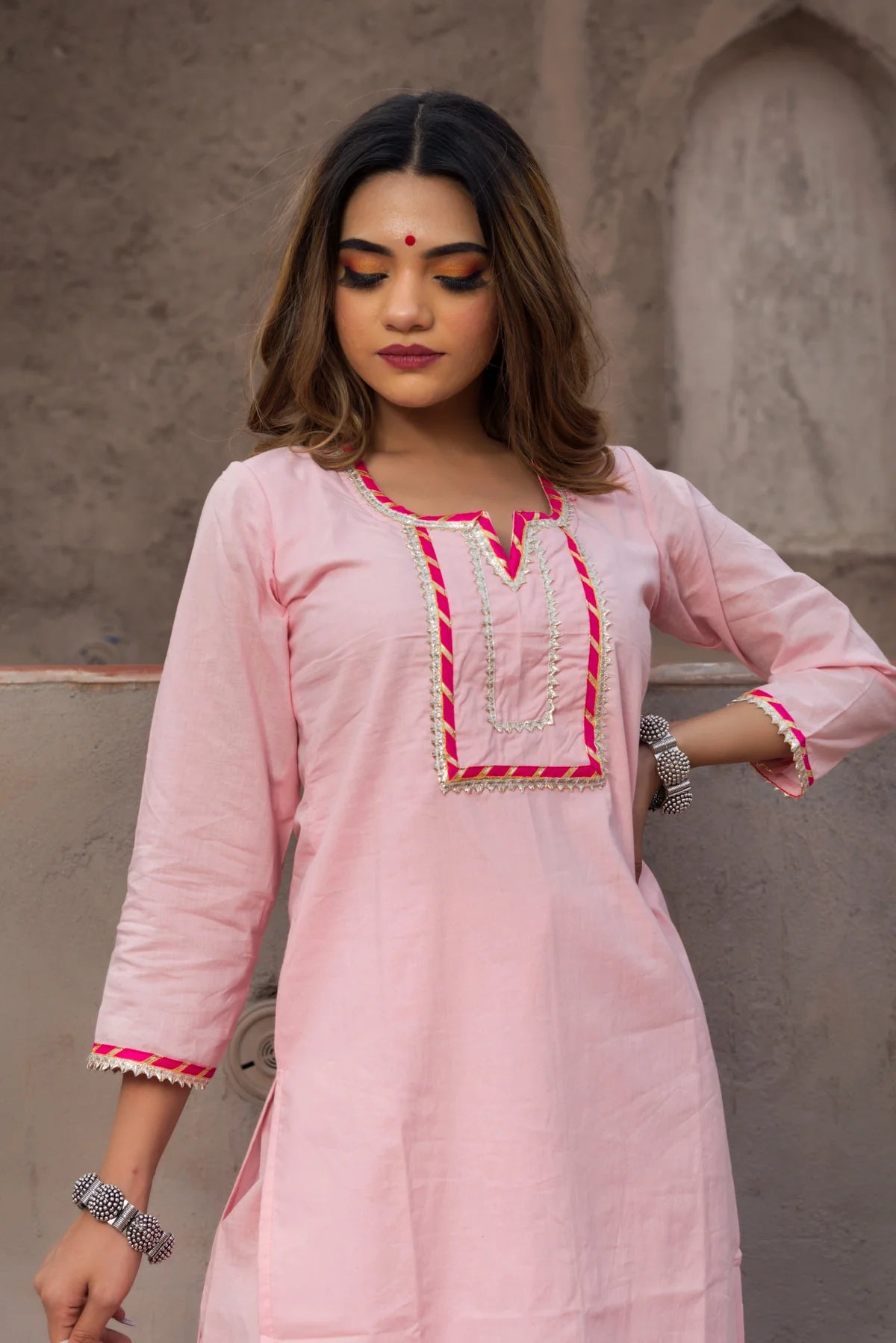 MOSAMI PINK SUIT WITH ORGANZA DUPATTA