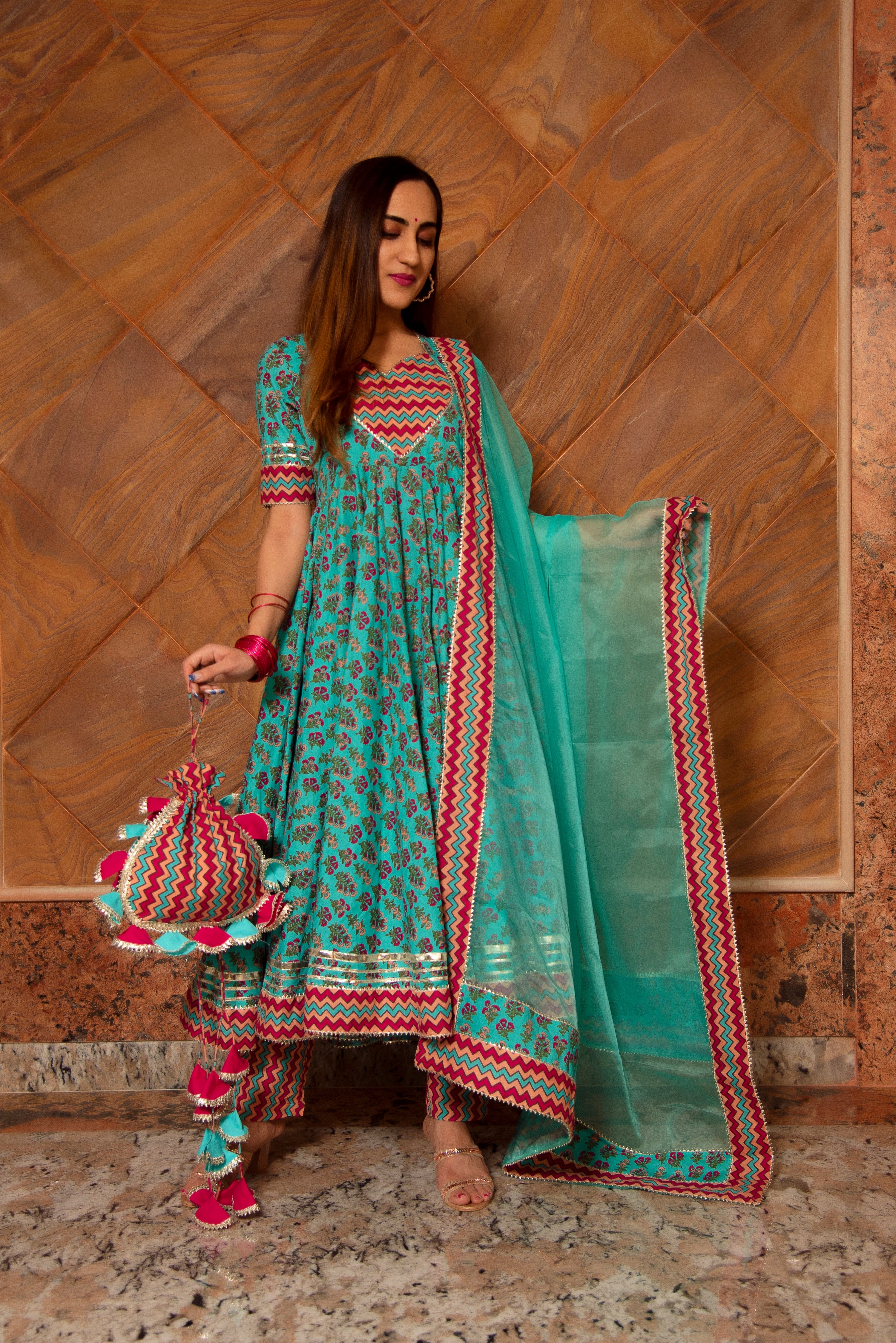 SAANCHI COTTON ANARKALI SET