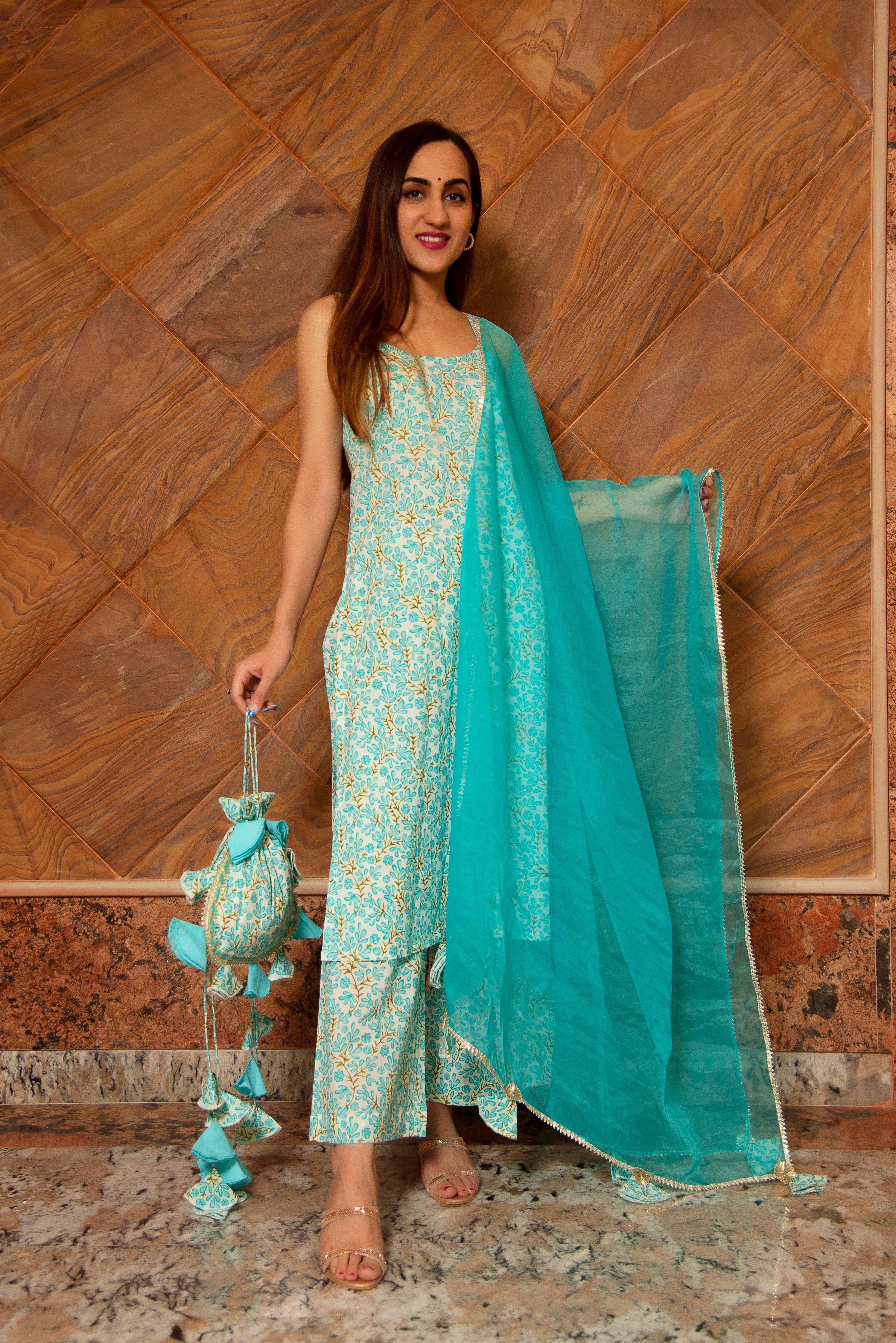 MAGAN BLUE COTTON SUIT SET