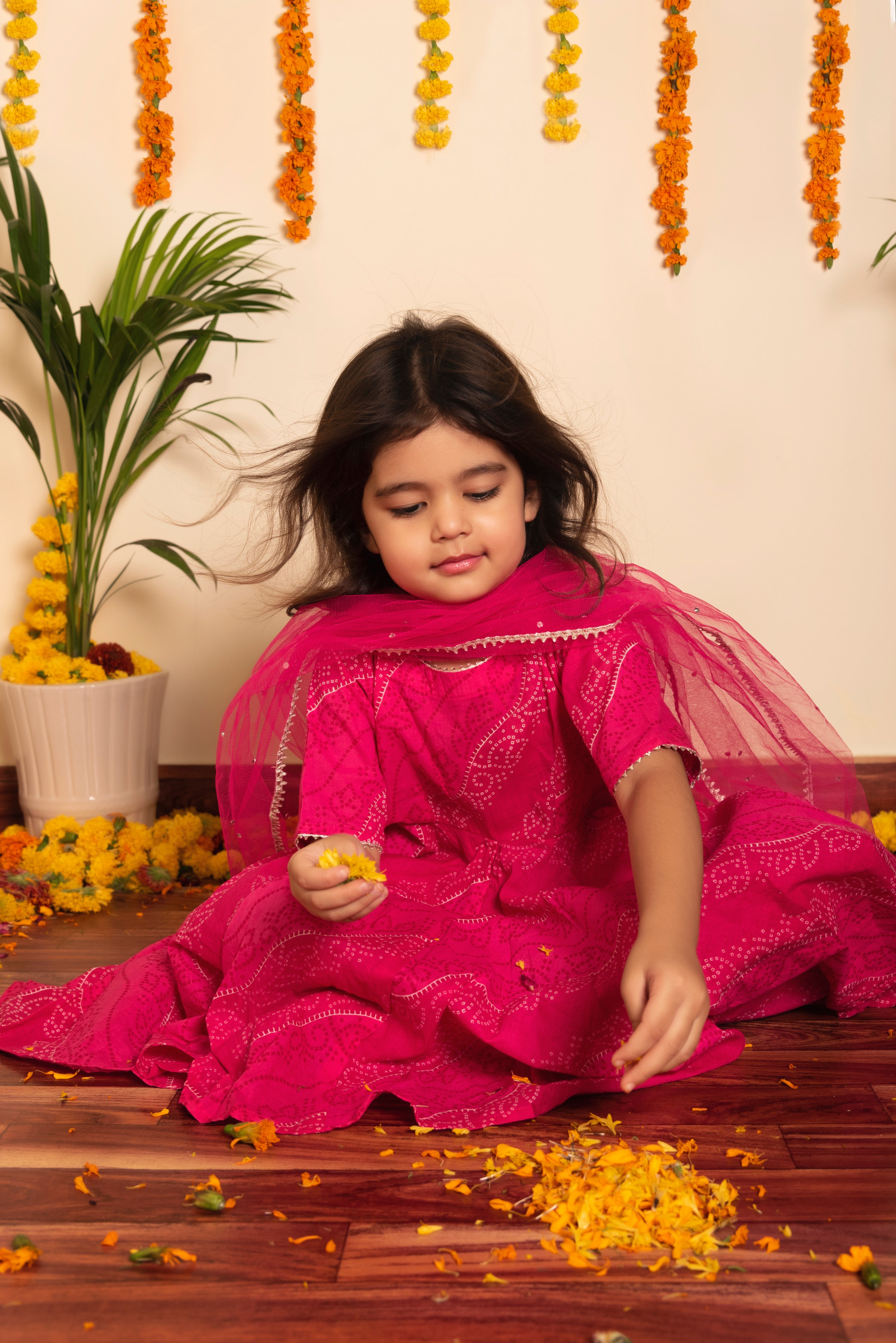 BACHPAN BHANDHEJ PINK COTTON ANARKALI SET