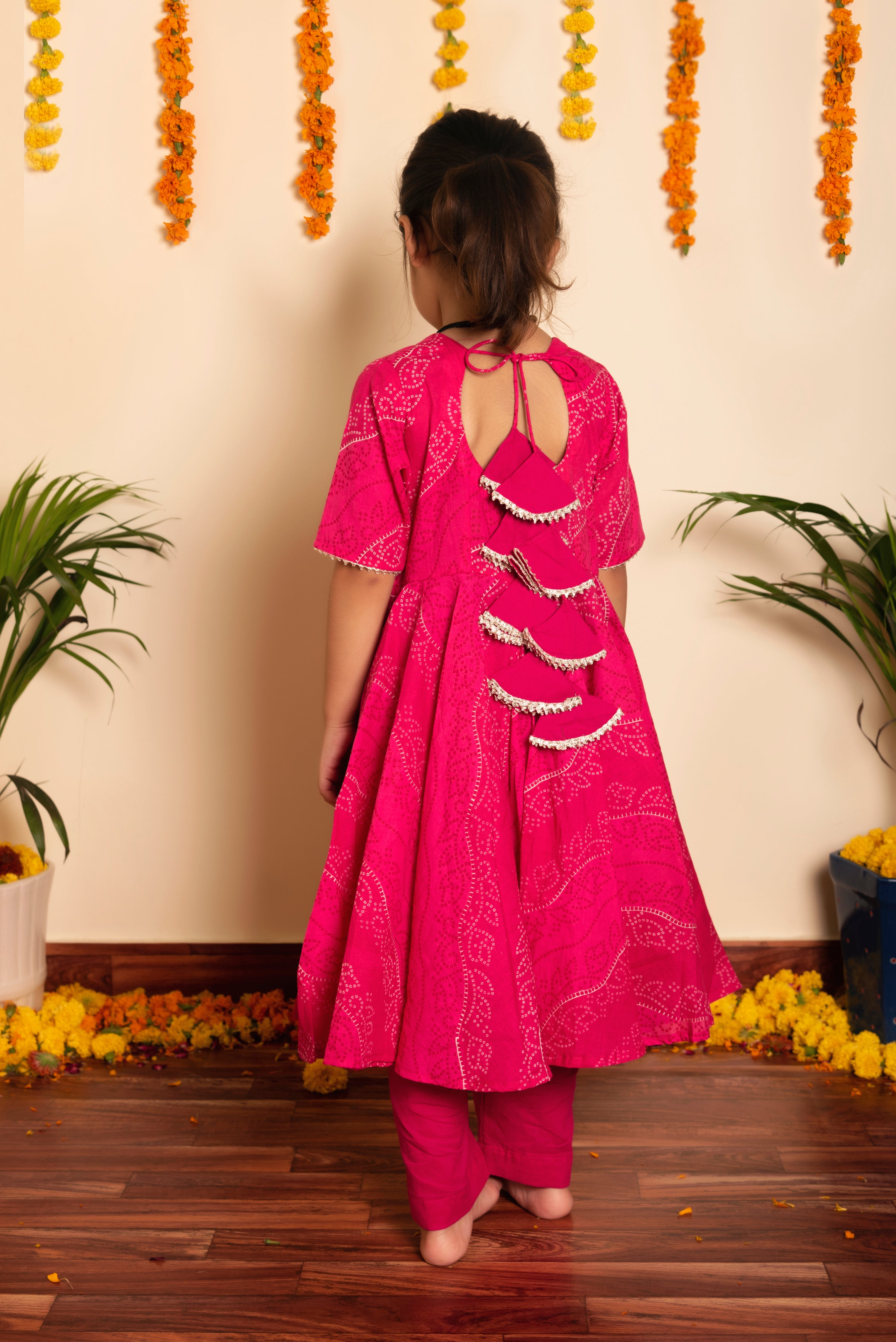 BACHPAN BHANDHEJ PINK COTTON ANARKALI SET