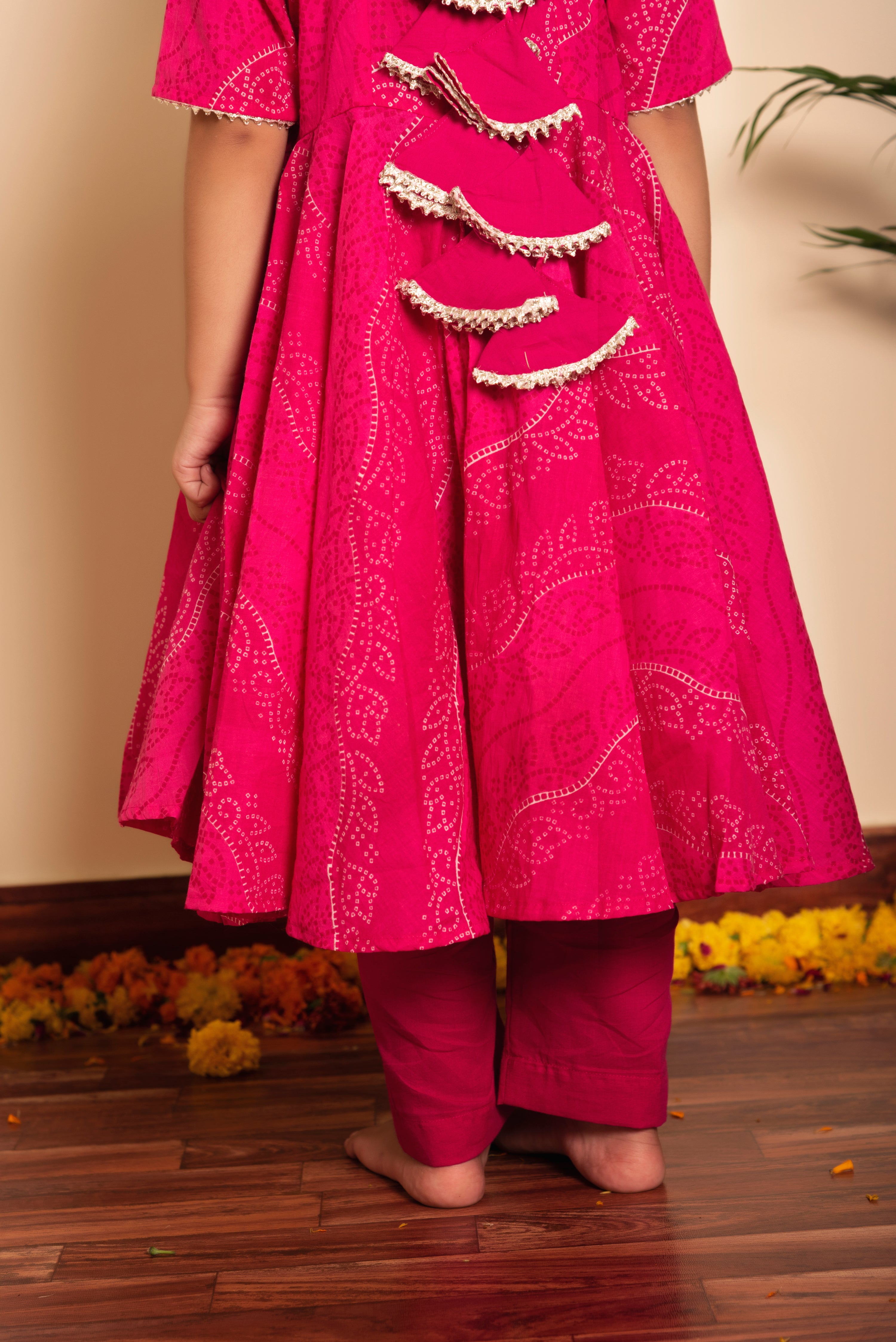 BACHPAN BHANDHEJ PINK COTTON ANARKALI SET