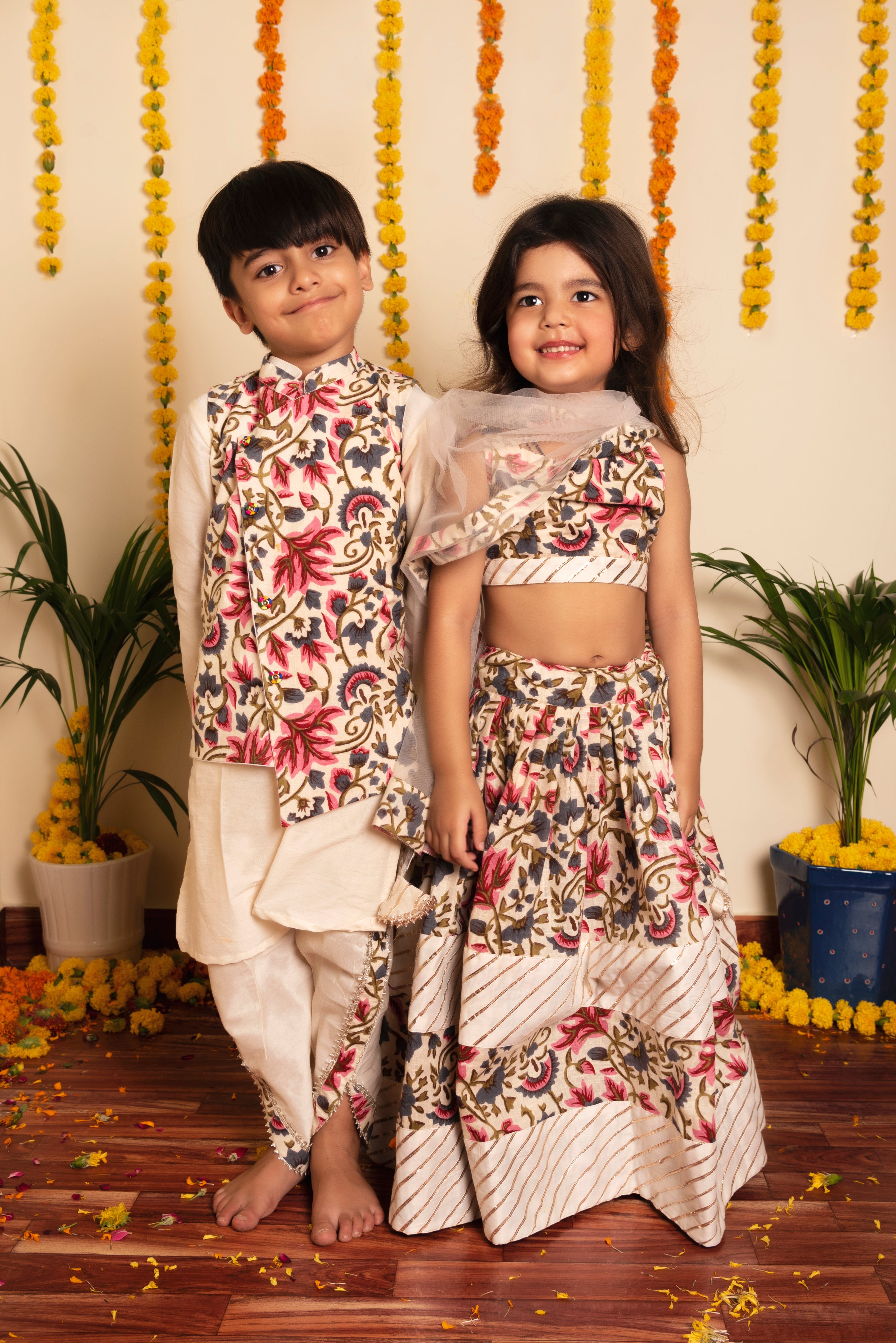 BACHPAN GARDEN ROSE KURTA DHOTI SET