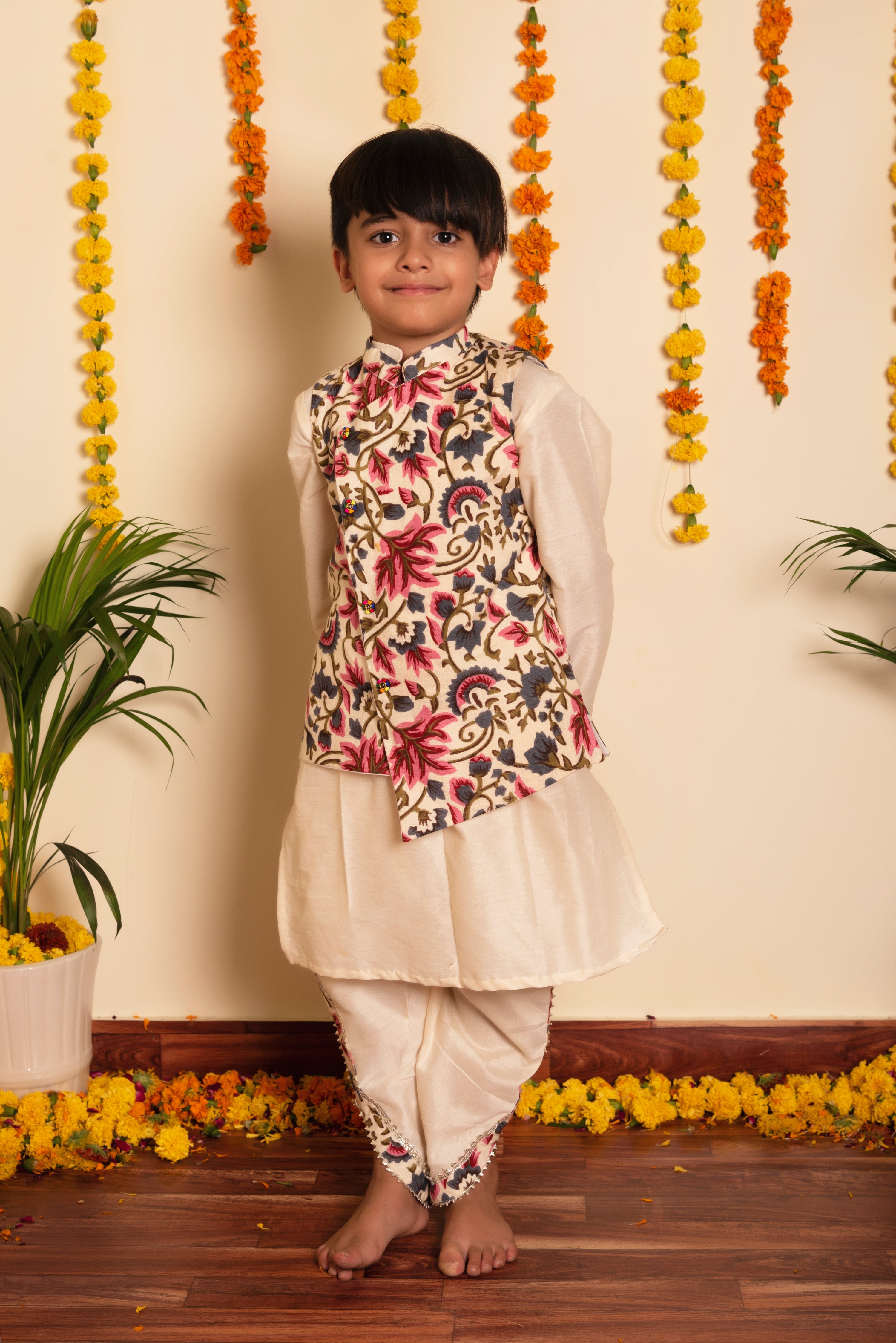 BACHPAN GARDEN ROSE KURTA DHOTI SET