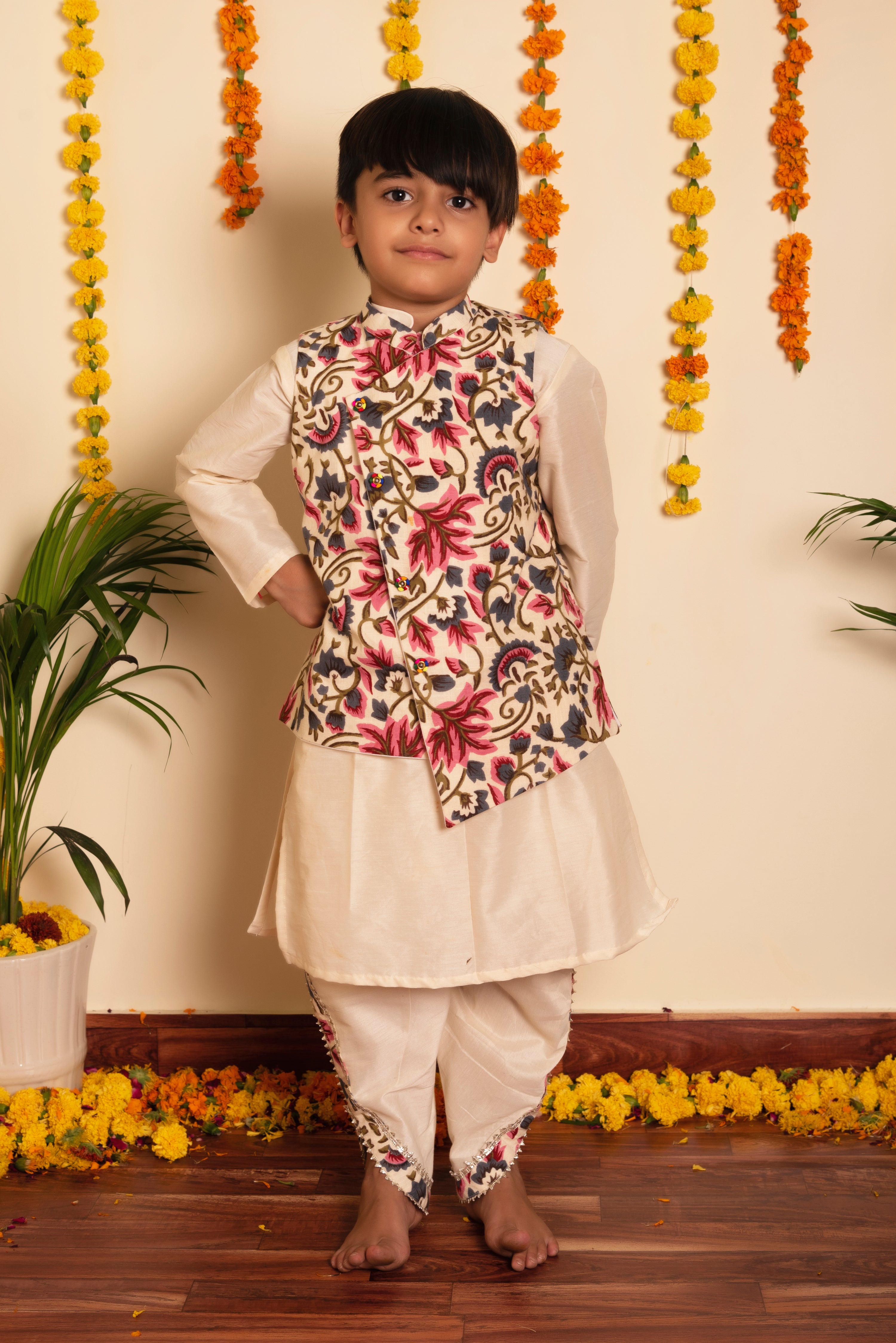 BACHPAN GARDEN ROSE KURTA DHOTI SET