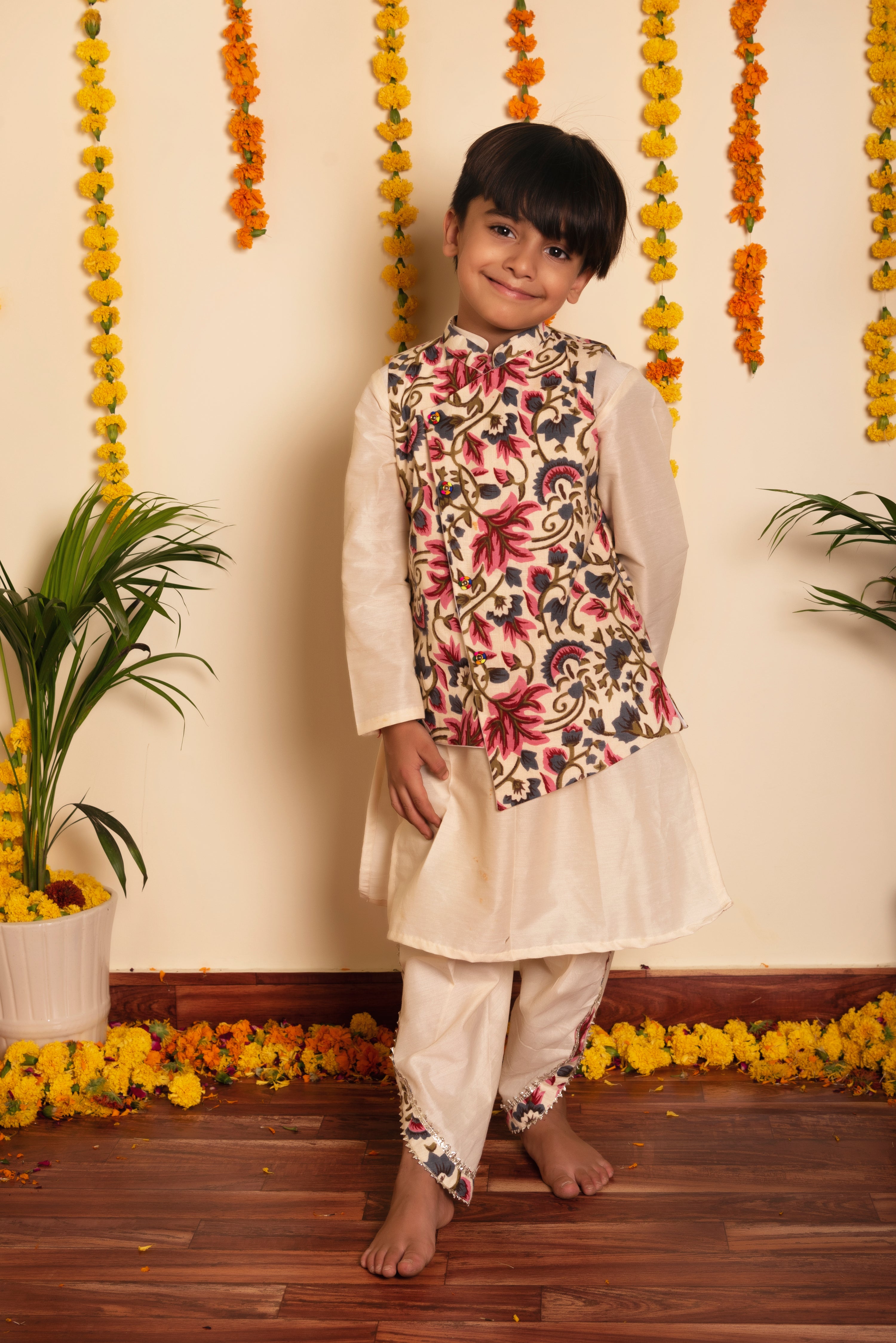 BACHPAN GARDEN ROSE KURTA DHOTI SET